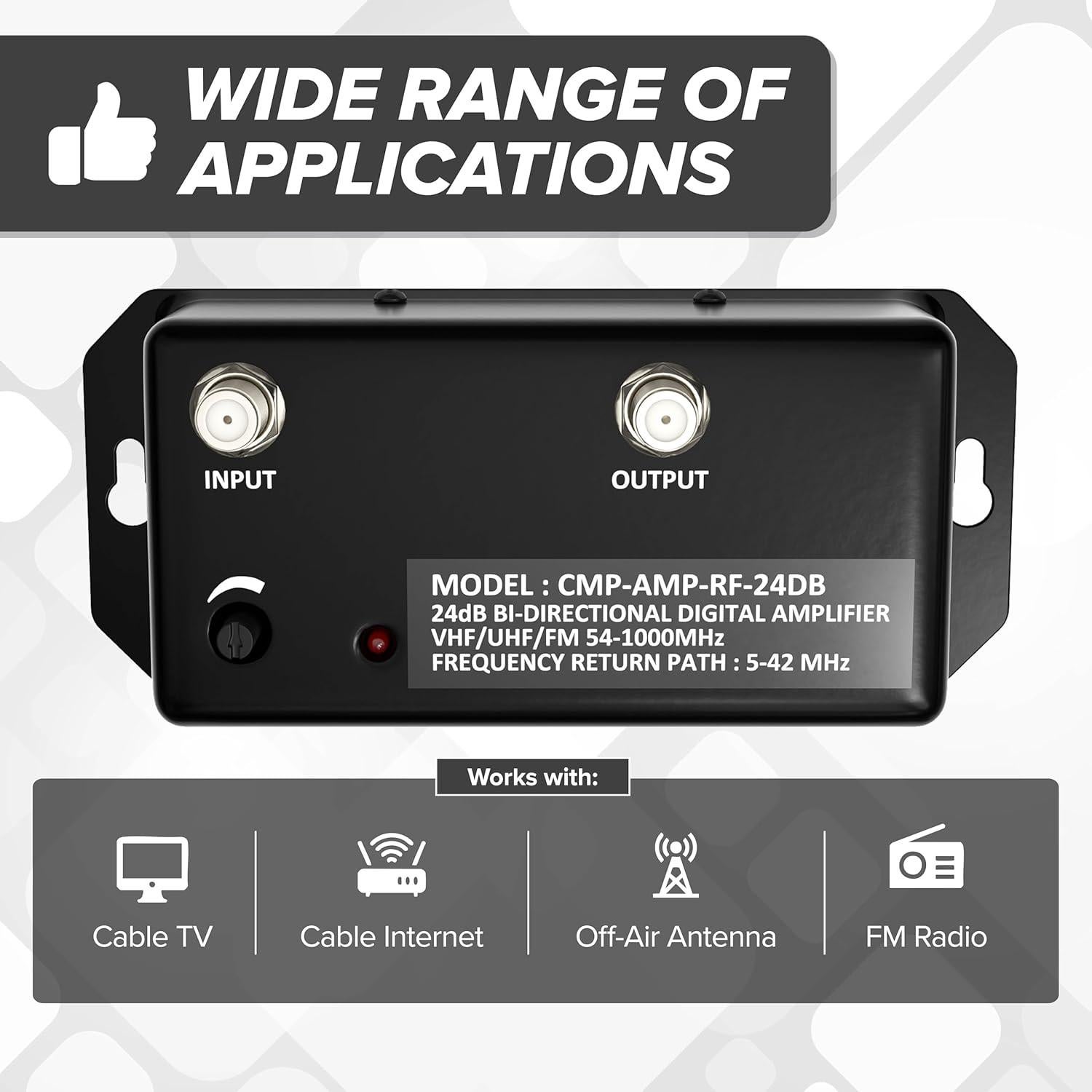 Amplificador de Antena de TV The Cimple Co 24 dB con Coaxial