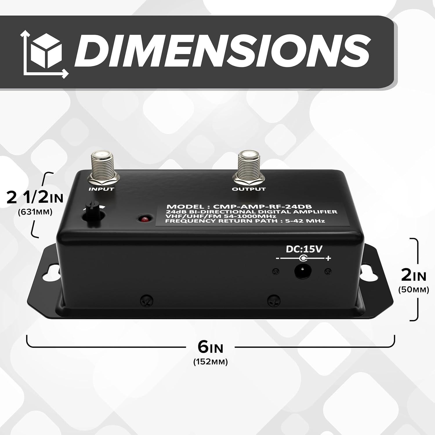 Amplificador de Antena de TV The Cimple Co 24 dB con Coaxial