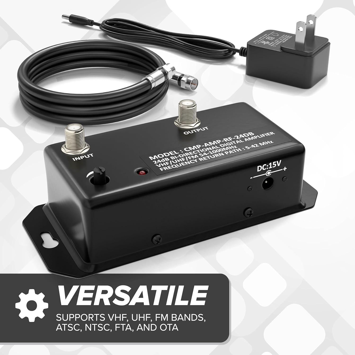 Amplificador de Antena de TV The Cimple Co 24 dB con Coaxial