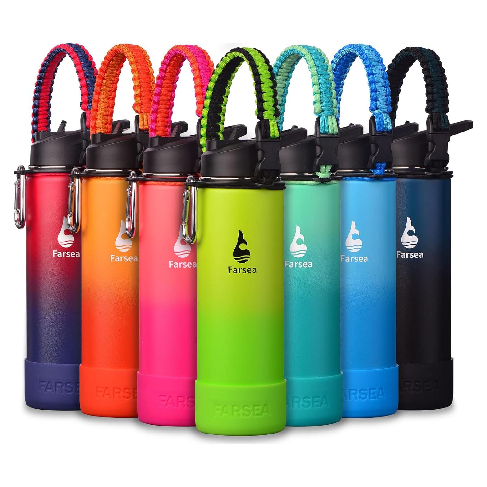 Botella de Agua Aislada Farsea 709 ml con Asa y 2 Tapas