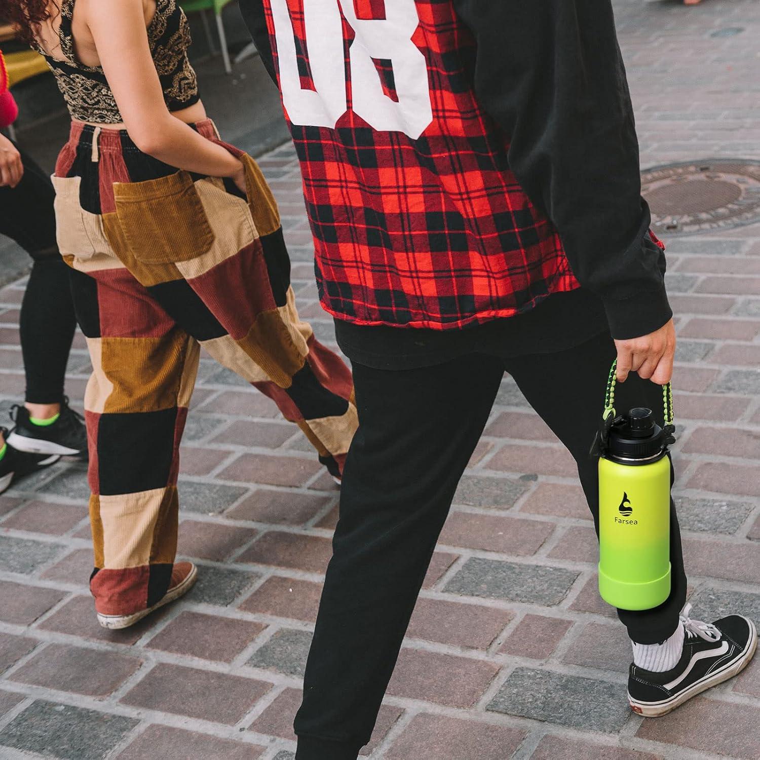 Botella de Agua Aislada Farsea 709 ml con Asa y 2 Tapas