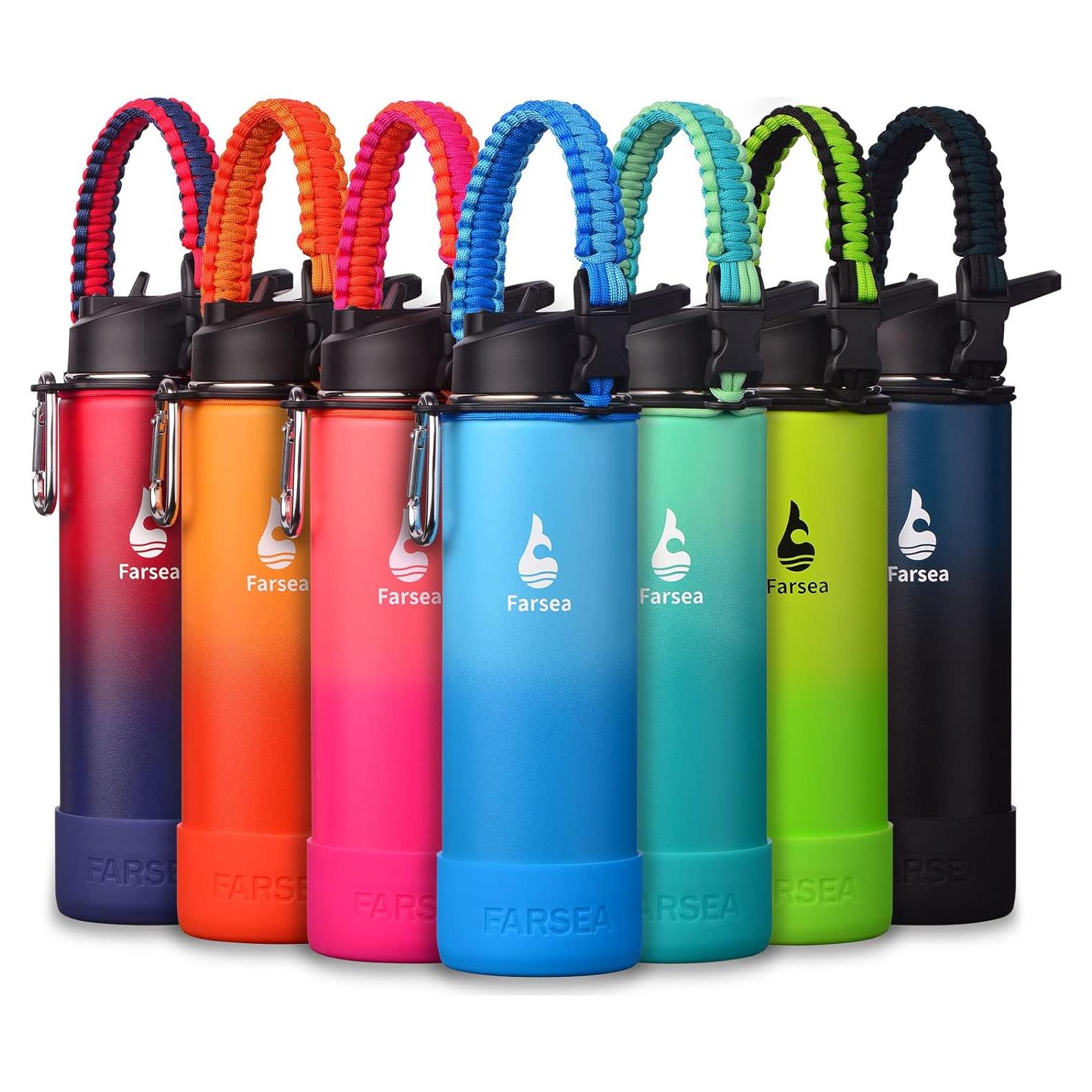 Botella de Agua Aislada Farsea 709 ml con Asa y 2 Tapas