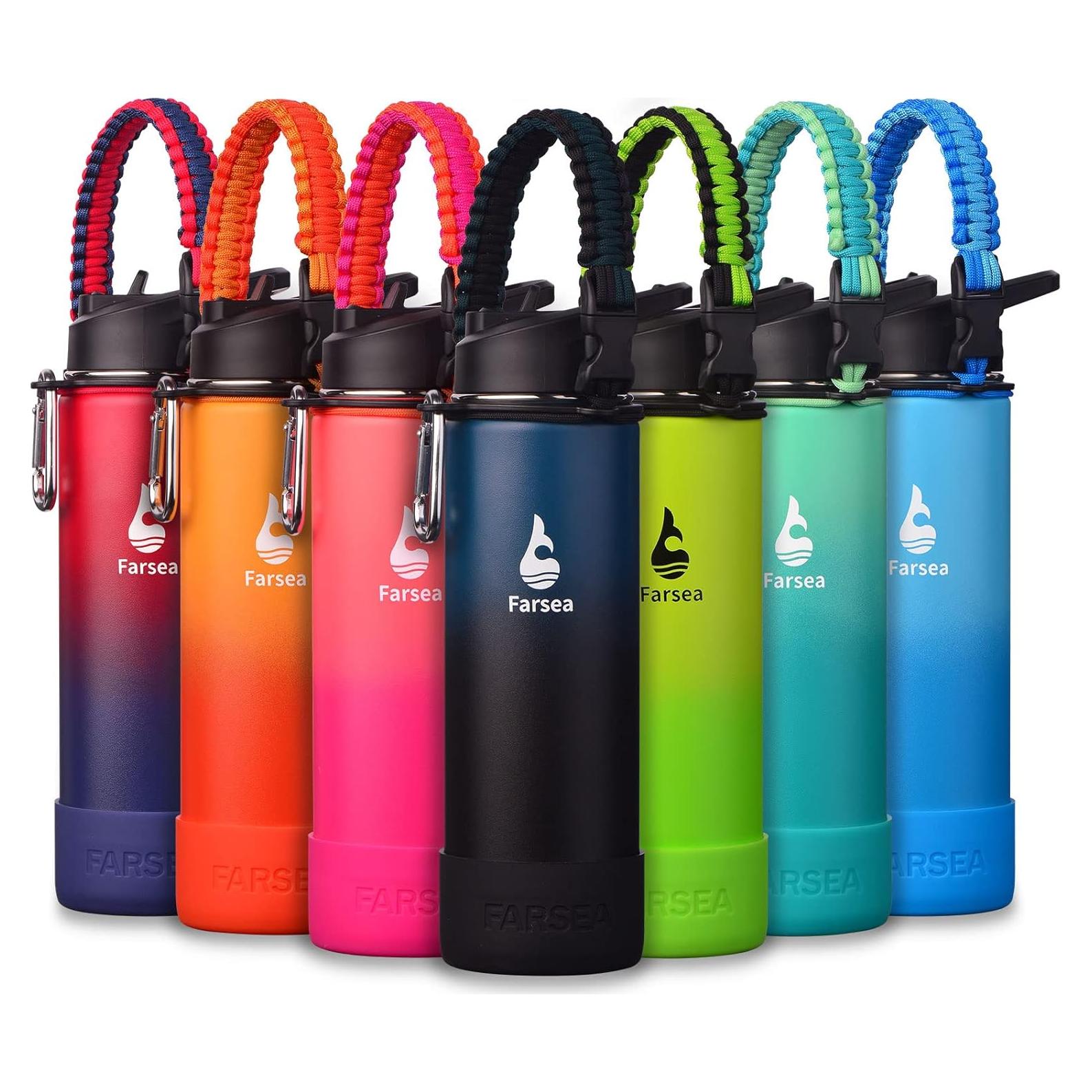 Botella de Agua Aislada Farsea 709 ml con Asa y 2 Tapas