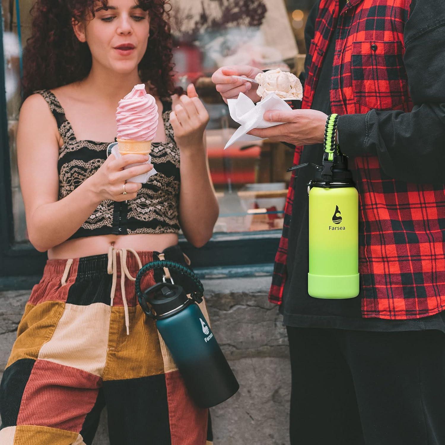 Botella de Agua Aislada Farsea 709 ml con Asa y 2 Tapas