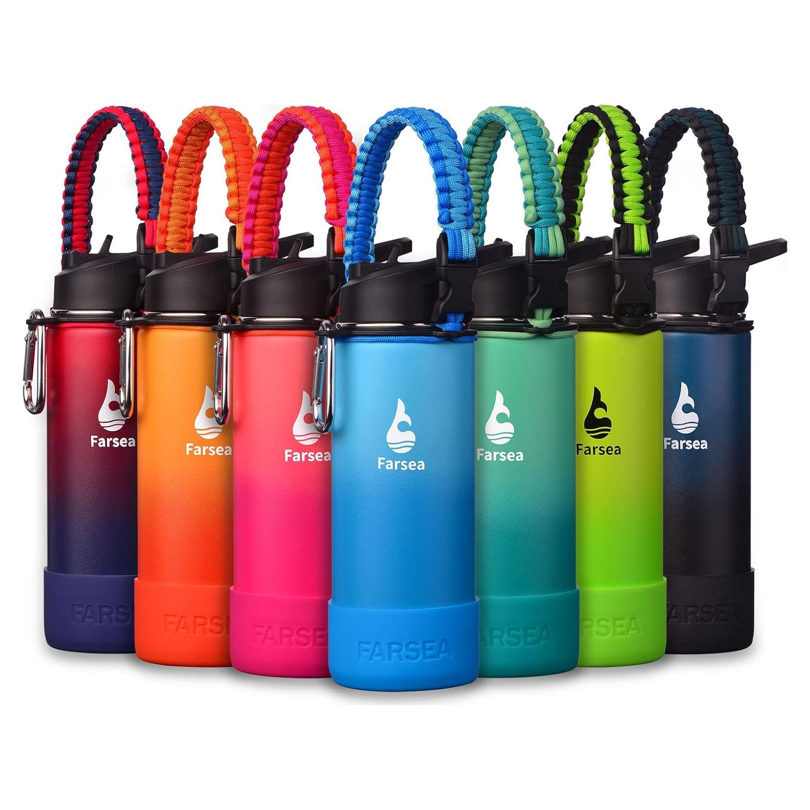 Botella de Agua Aislada Farsea 532 ml con Asa y 2 Tapas