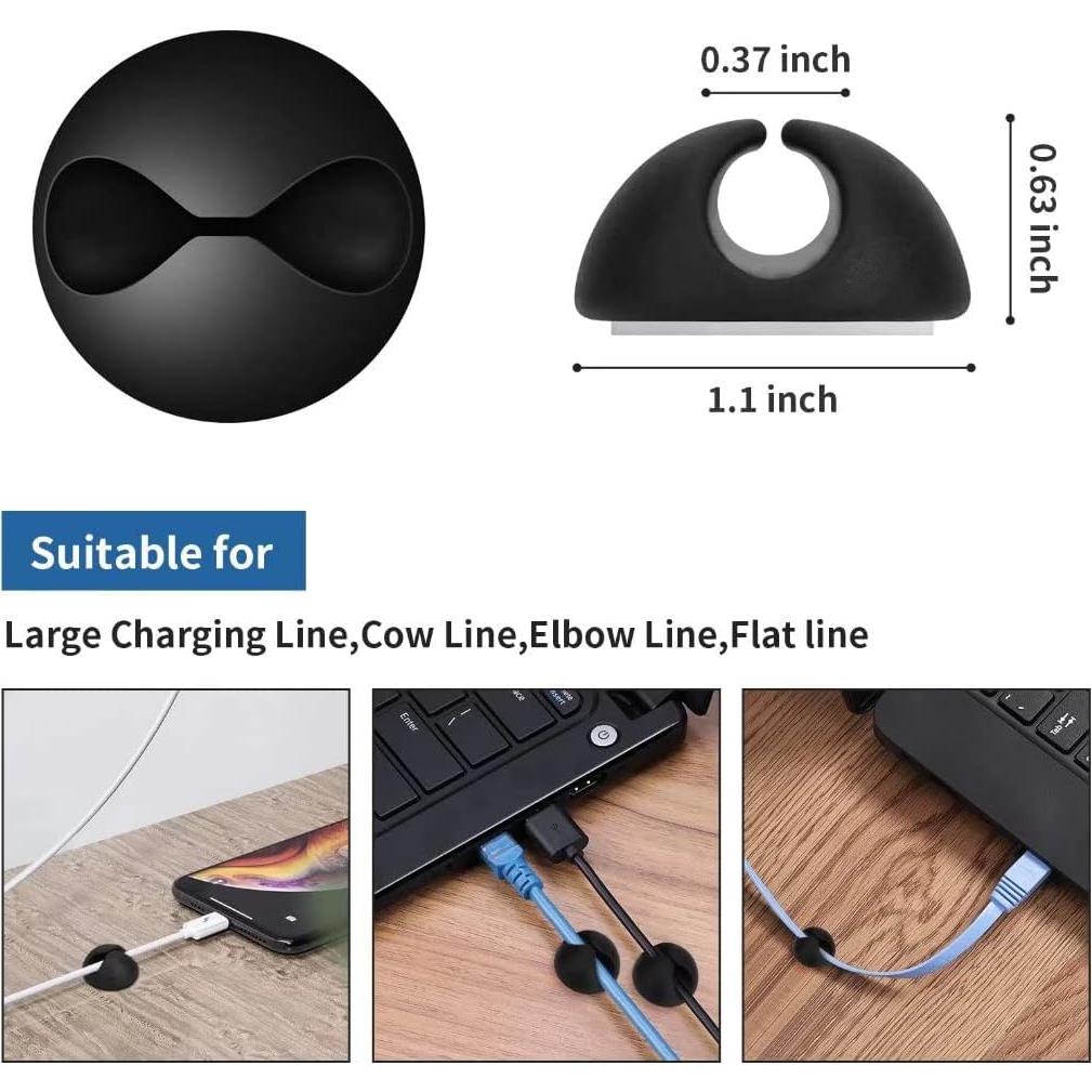 Clips Adhesivos para Cables CHEFBEE 8 Piezas Negro