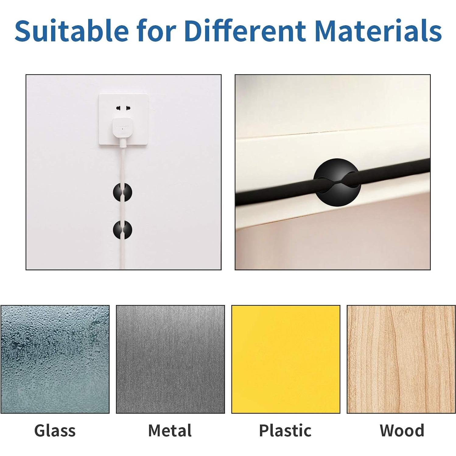 Clips Adhesivos para Cables CHEFBEE 8 Piezas Negro