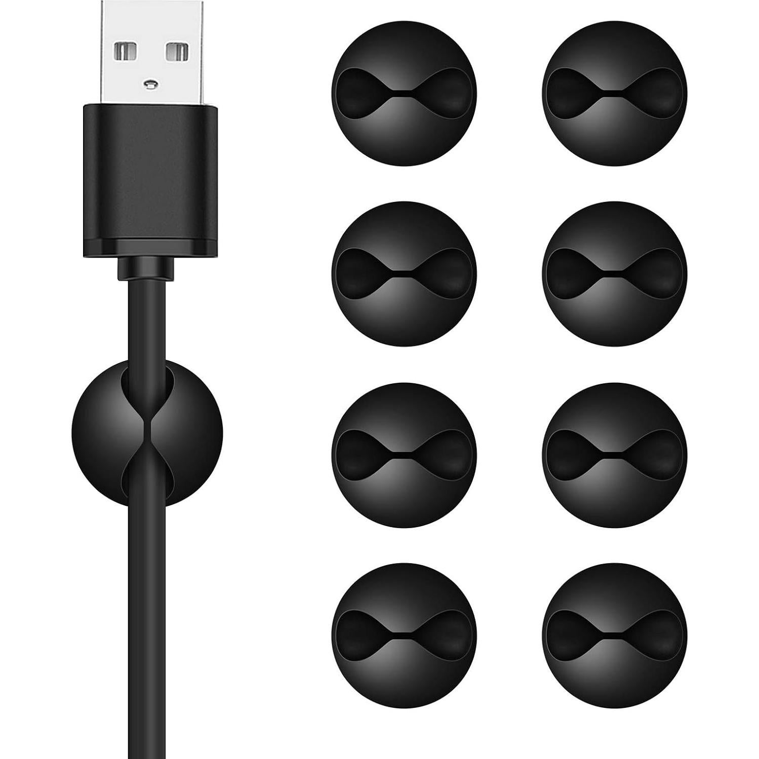 Clips Adhesivos para Cables CHEFBEE 8 Piezas Negro