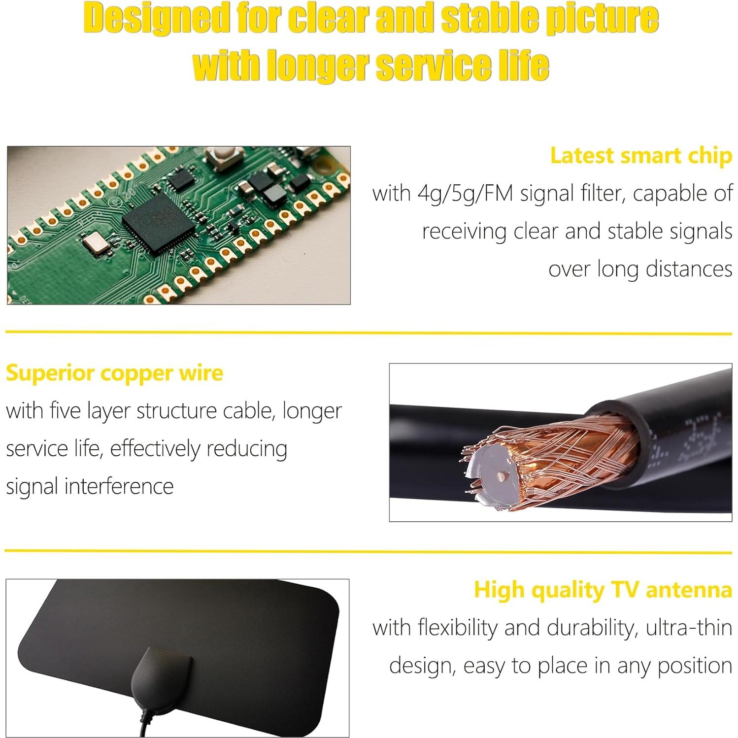 Antena de TV 4K HD Merryan Amplificada Interior 360°