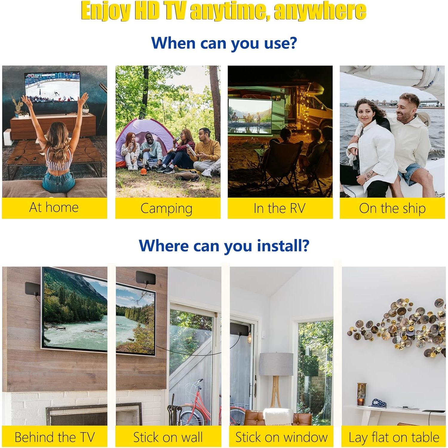 Antena de TV 4K HD Merryan Amplificada Interior 360°