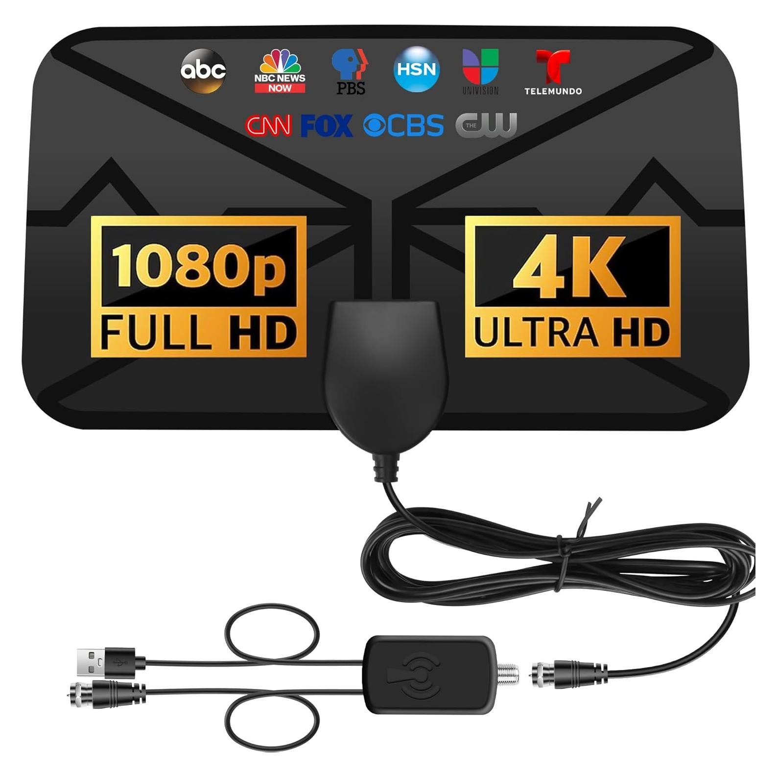 Antena de TV Interior YAODHAOD 360 km 4K 1080p Amplificada