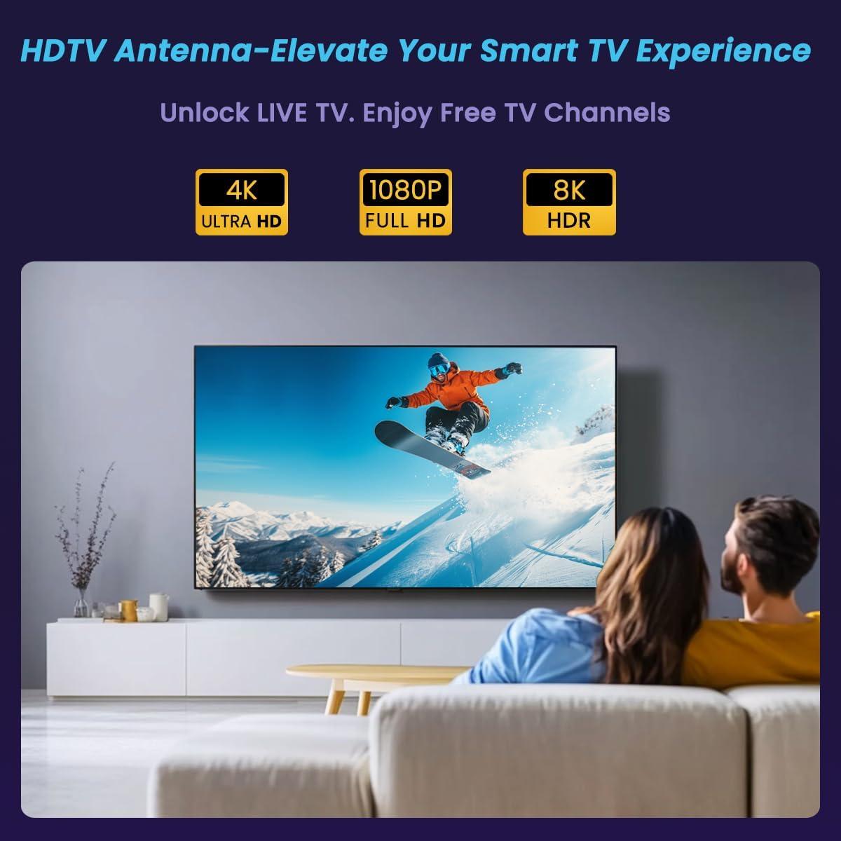 Antena de TV Exterior Aimto-Pro WA-2608, 150 millas, 4K HD