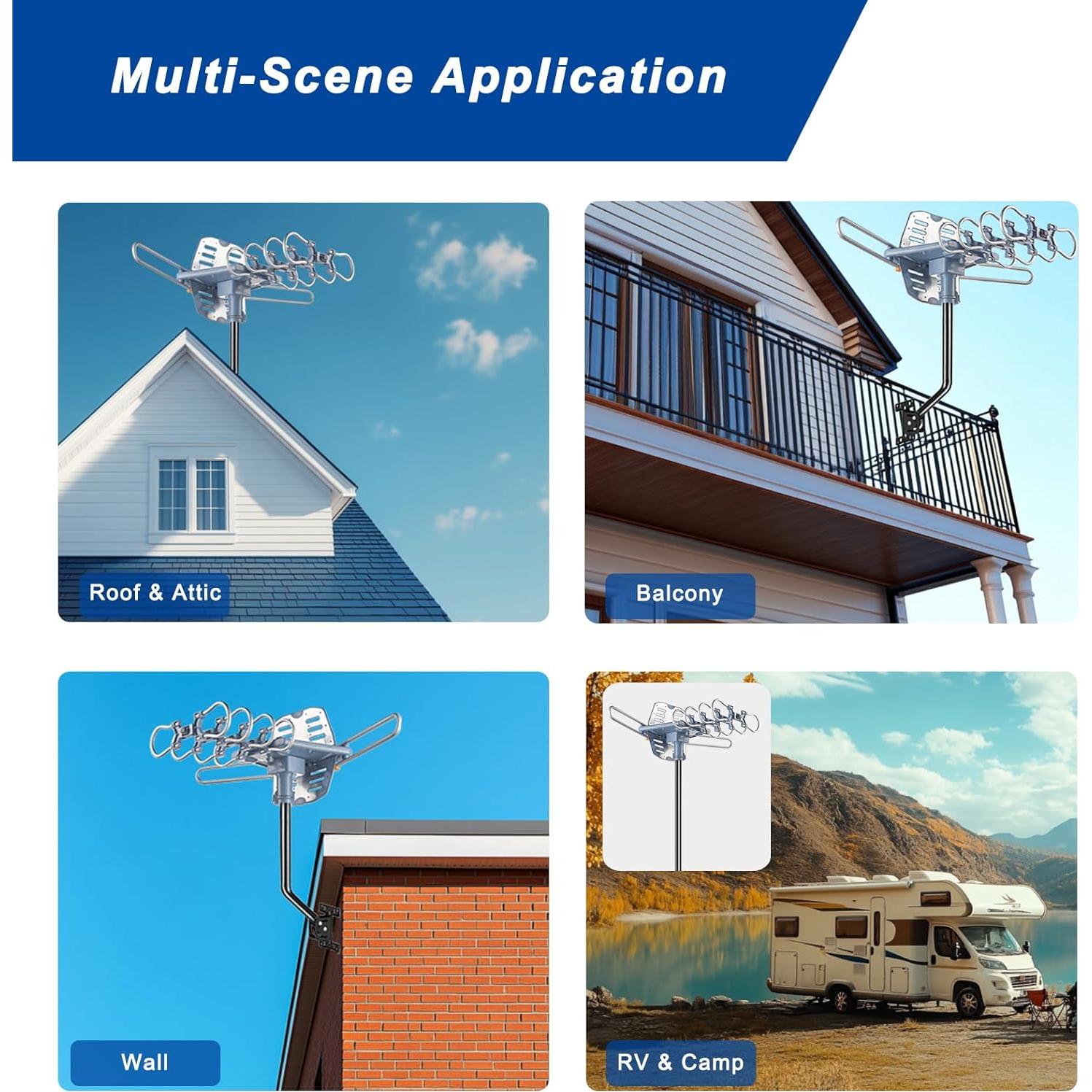 Antena de TV Exterior Aimto-Pro WA-2608, 150 millas, 4K HD