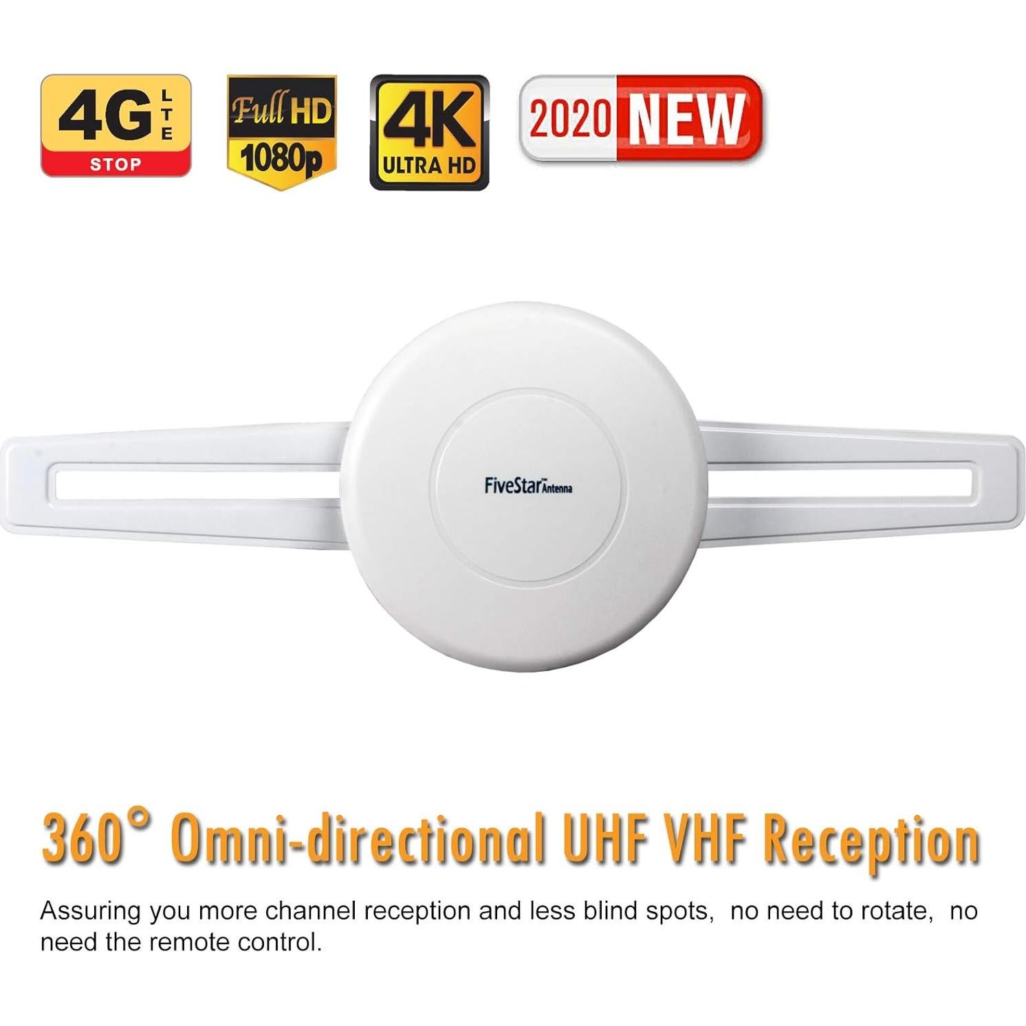 Antena HDTV Amplificada Five Star FSA-5818 150 Millas 4K