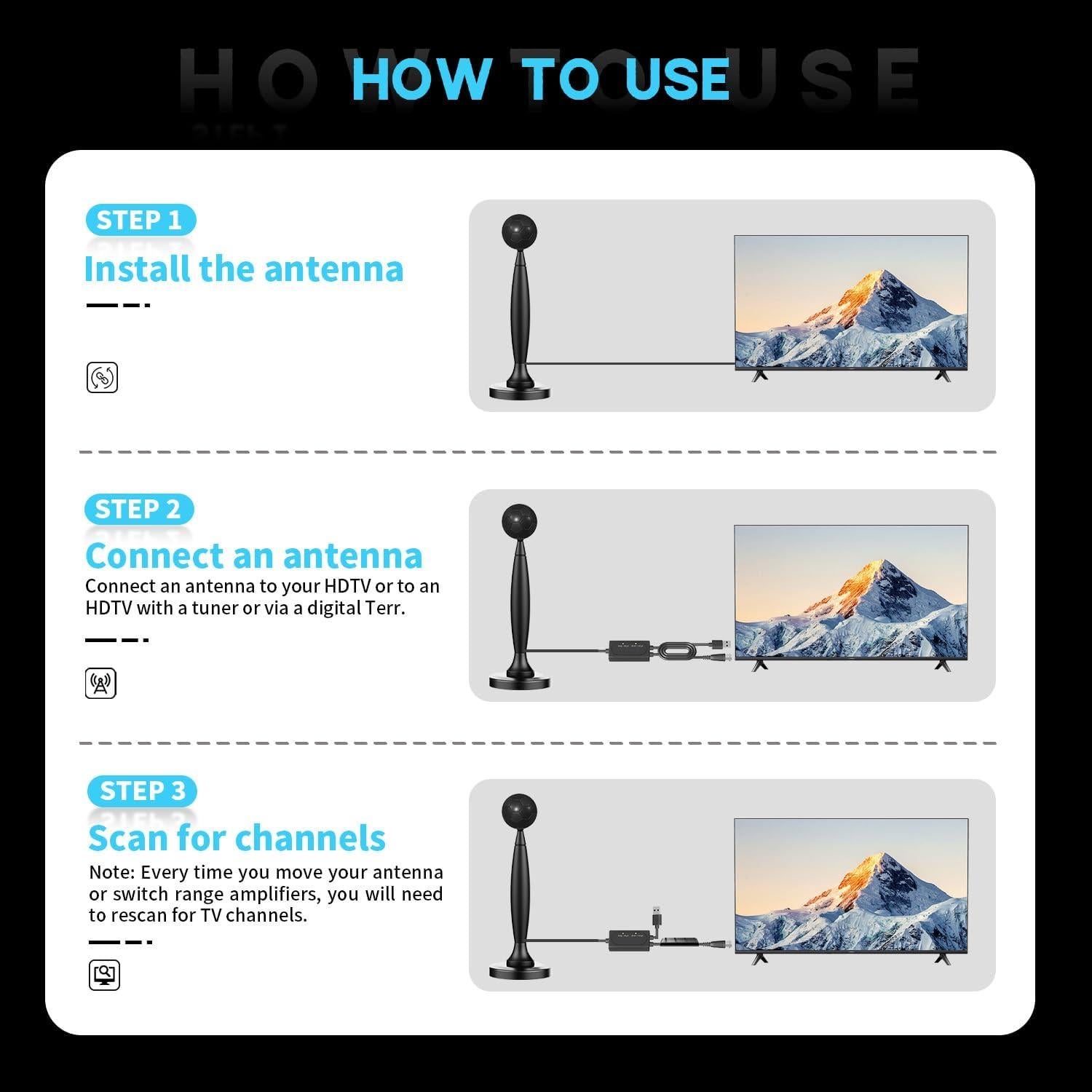 Antena de TV Digital HD Amplificada GREVA 4K Interior 2414 km