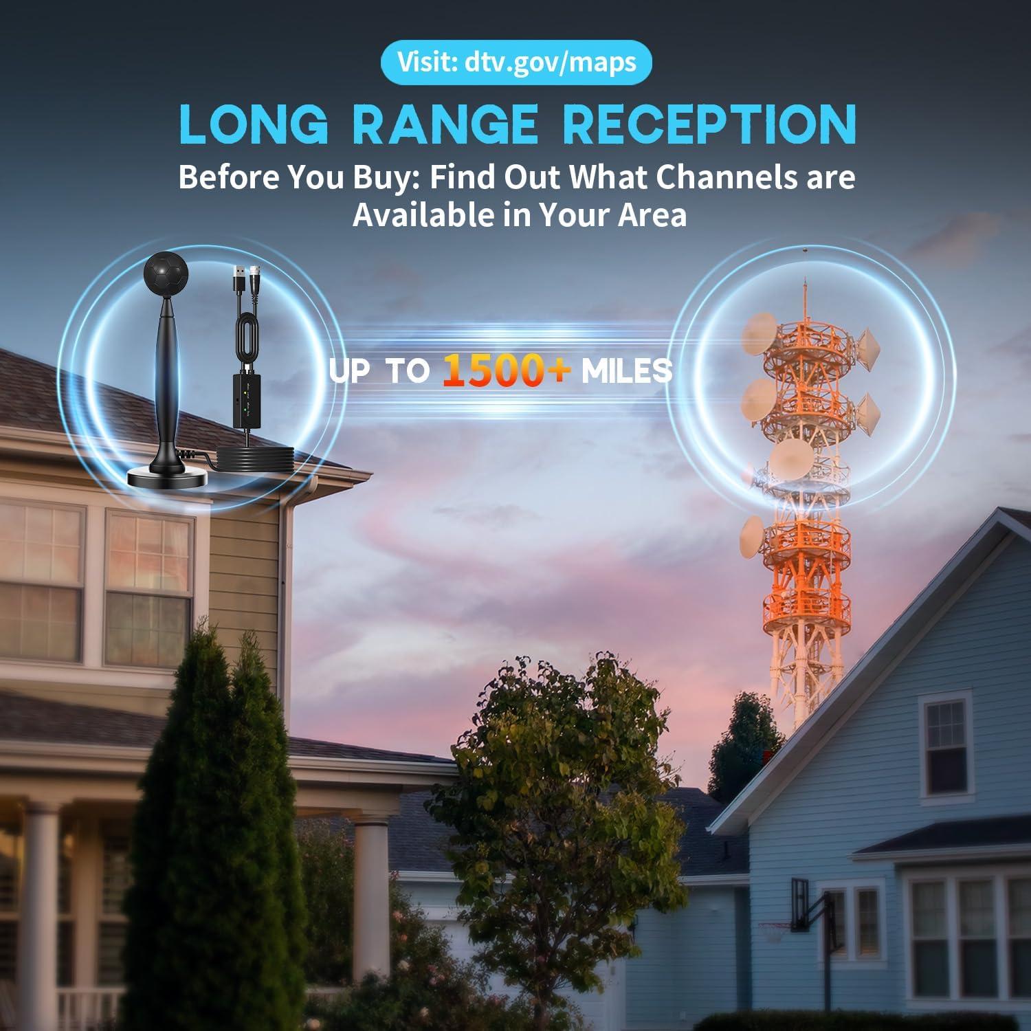 Antena de TV Digital HD Amplificada GREVA 4K Interior 2414 km