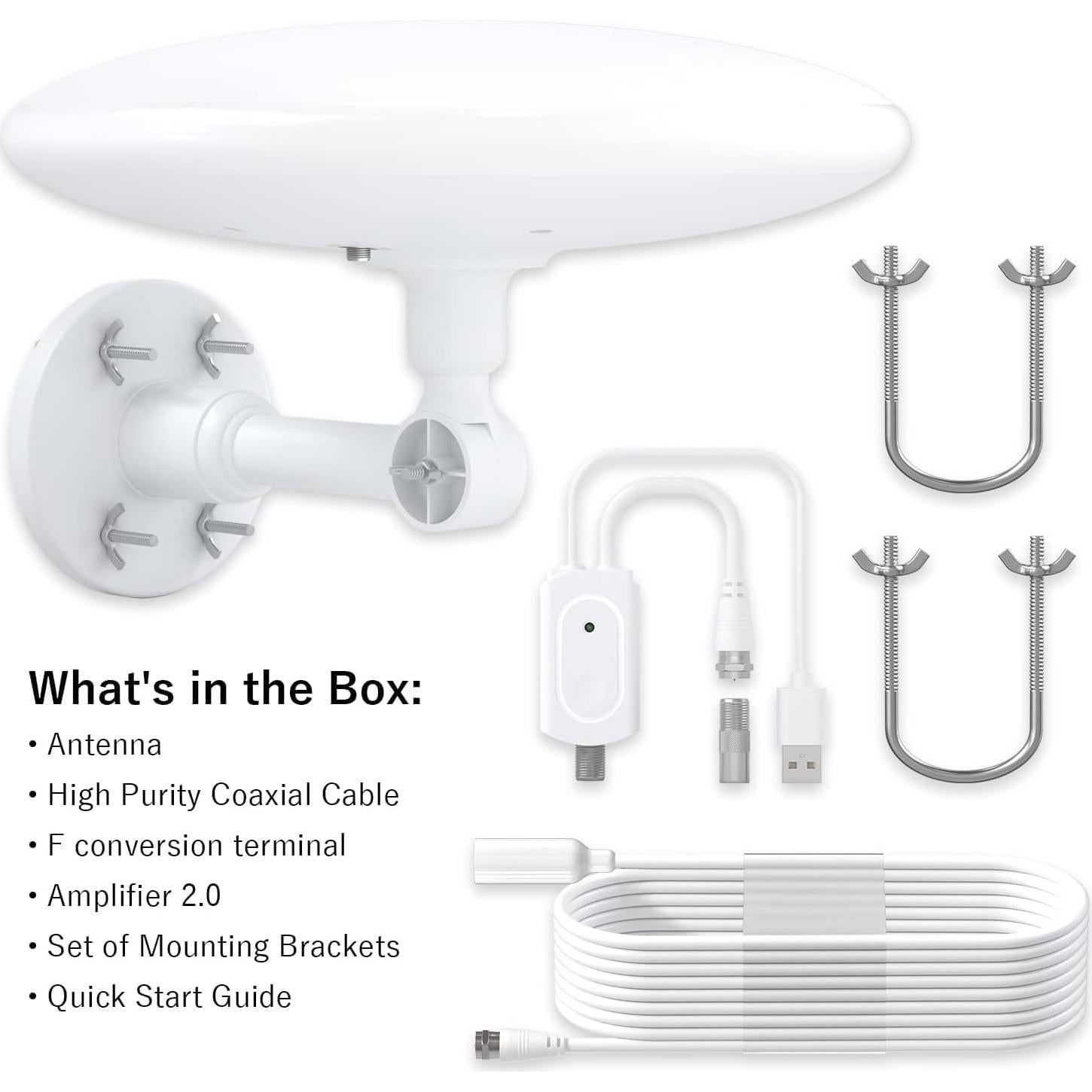 Antena de TV Exterior Genérico 8K 4K 1080P 1609 km 360°