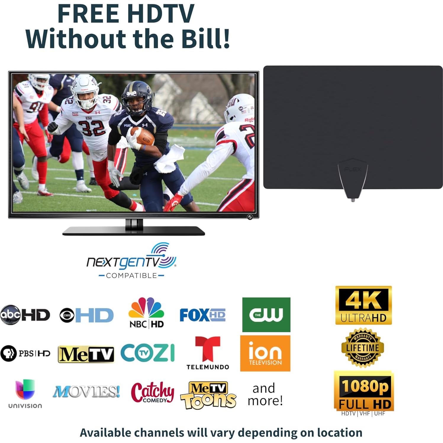 Antena de TV Interior Amplificada Antennas Direct ClearStream FLEX, UHF VHF, 50+ Millas