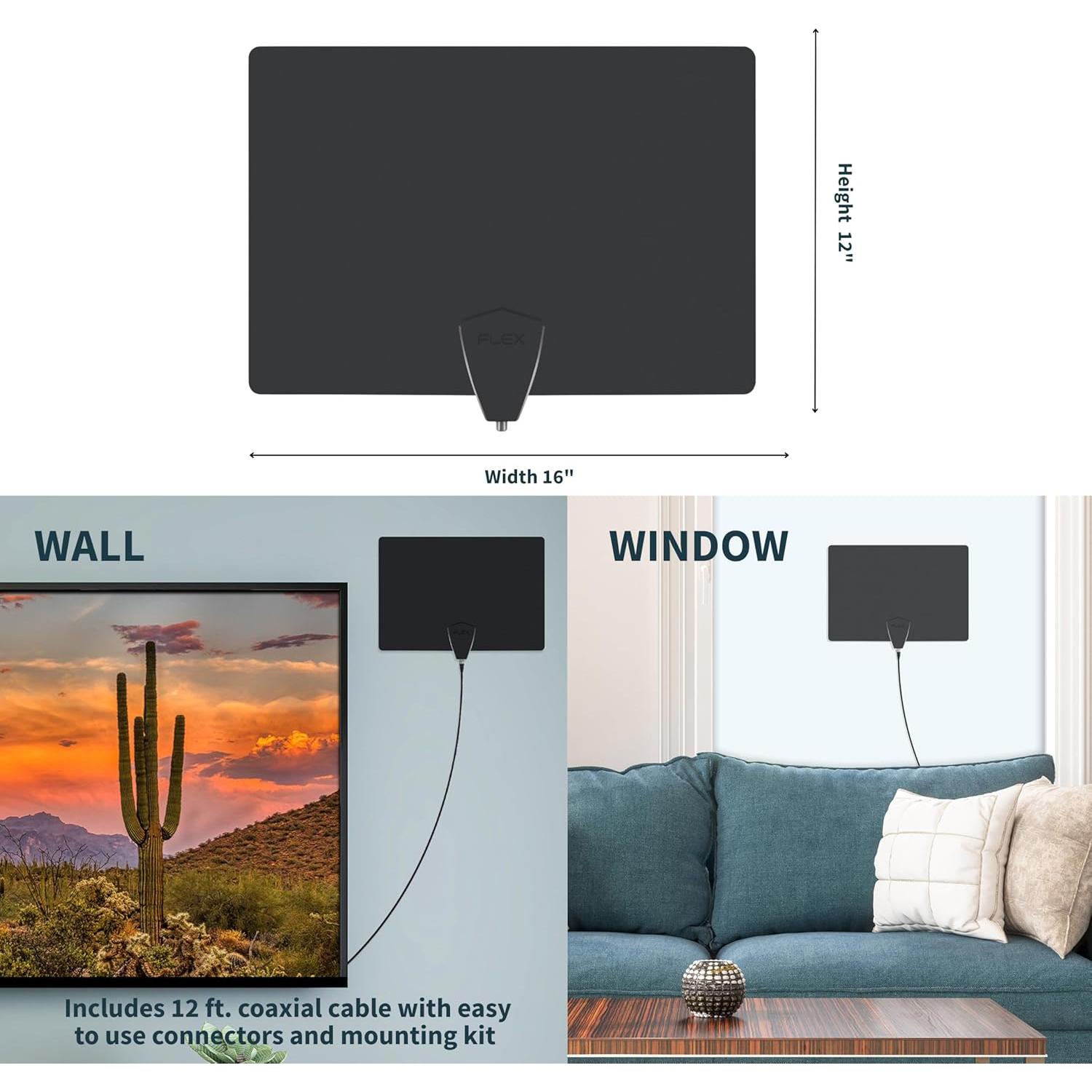 Antena de TV Interior Amplificada Antennas Direct ClearStream FLEX, UHF VHF, 50+ Millas