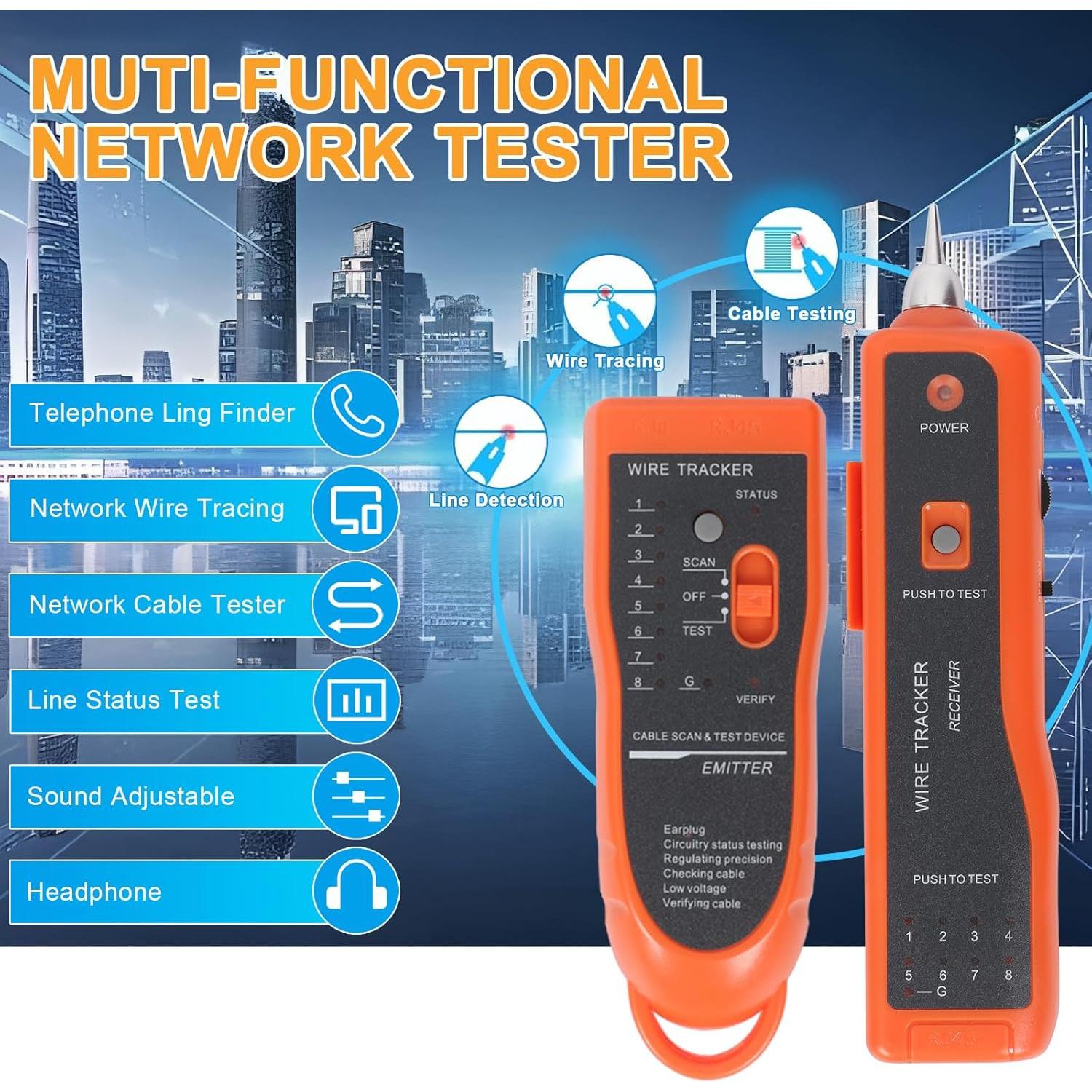 Probador de Cable de Red Goeco RJ11 RJ45 con Kit de Pelacables