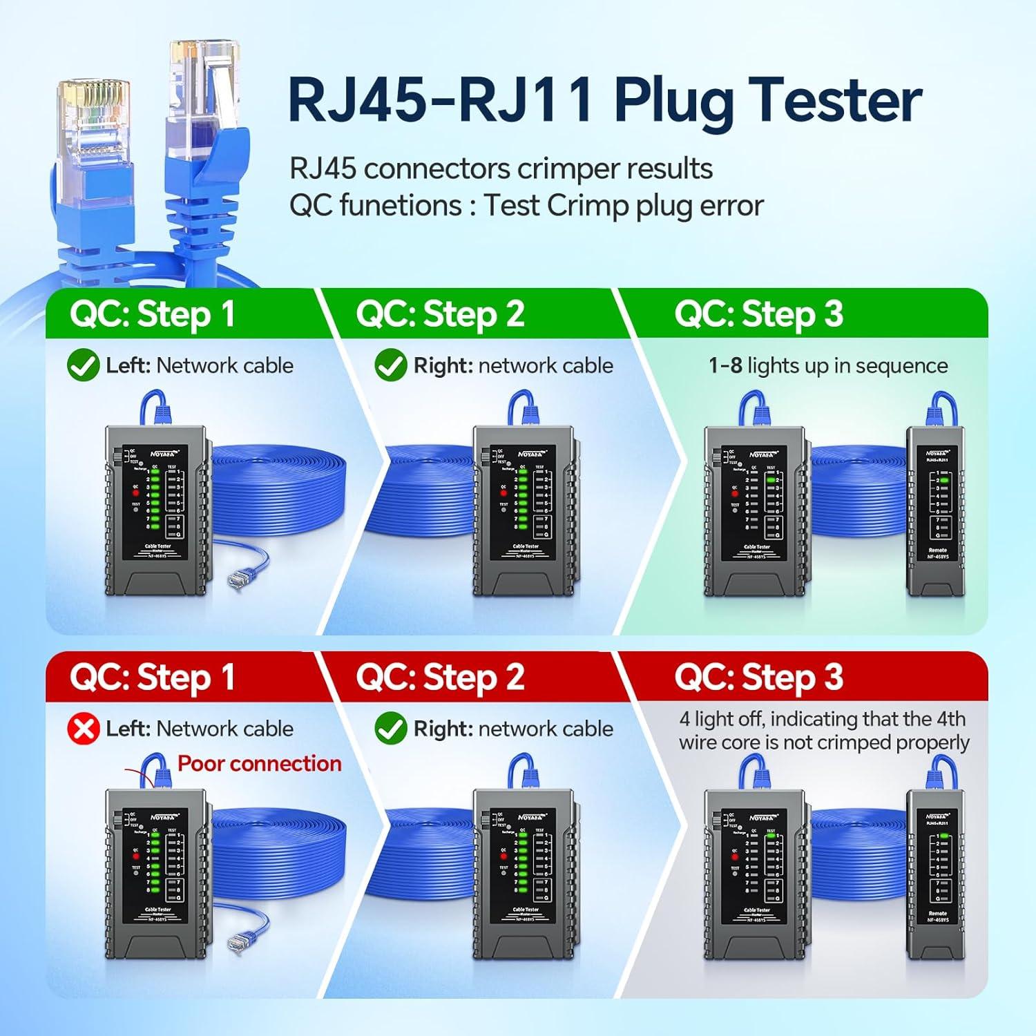 Probador de Cable de Red NOYAFA NF-468YS Recargable 60V