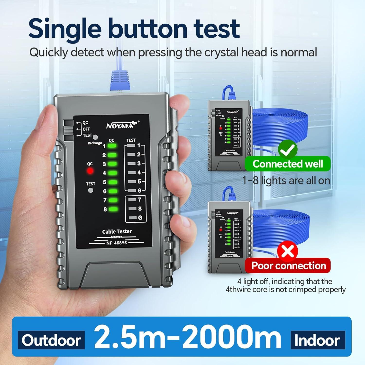 Probador de Cable de Red NOYAFA NF-468YS Recargable 60V