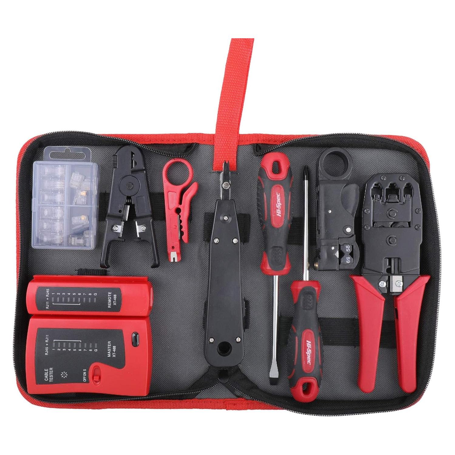 Kit de herramientas de red Hi-Spec 9 piezas para CAT5/CAT6