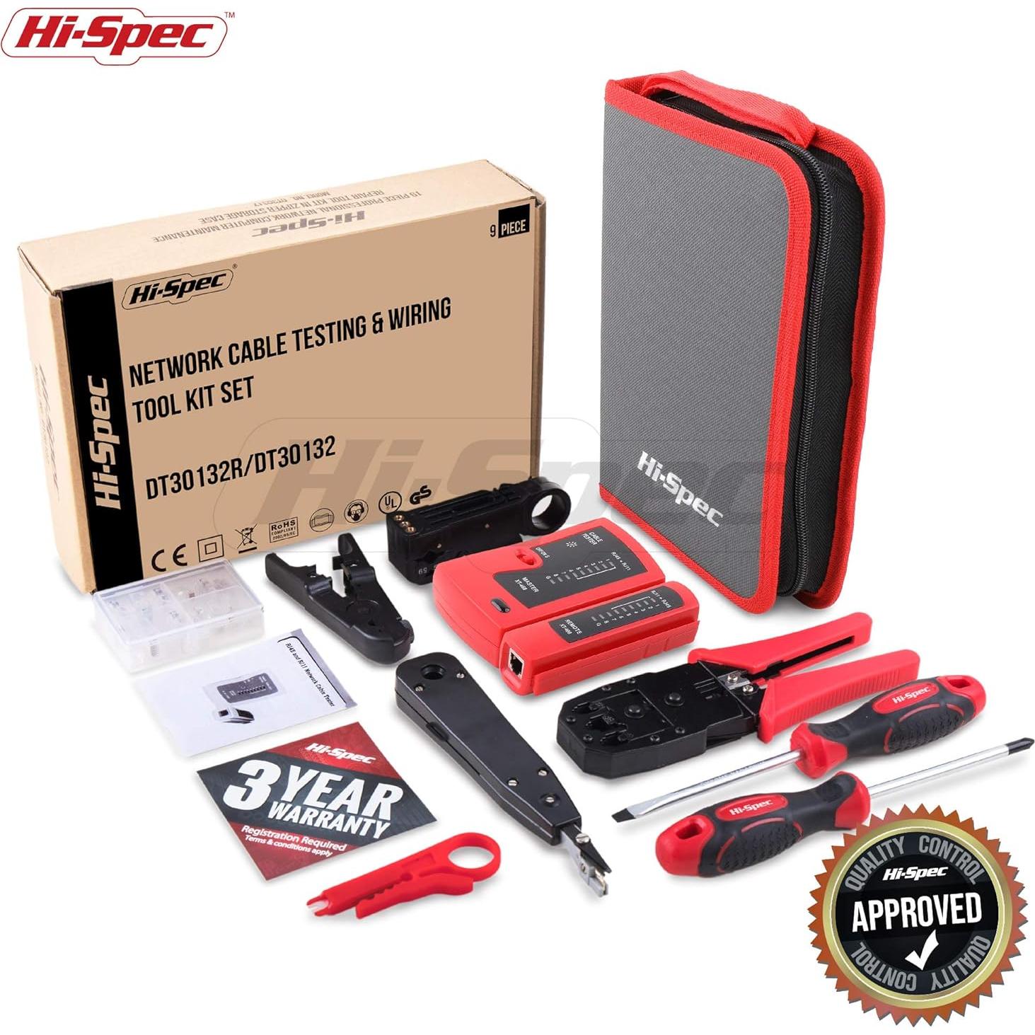 Kit de herramientas de red Hi-Spec 9 piezas para CAT5/CAT6