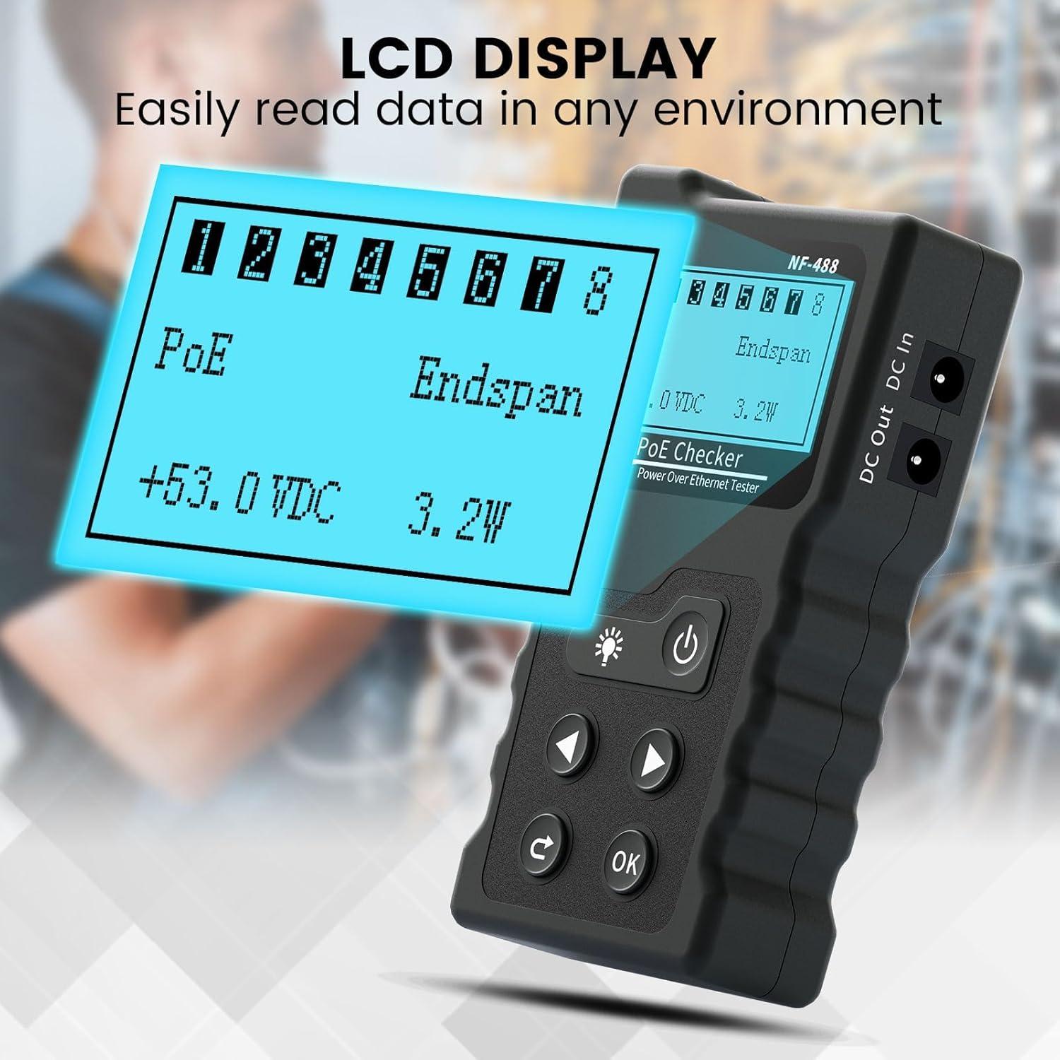 Probador de Red RJ45 VXSCAN NF488 POE y Continuidad