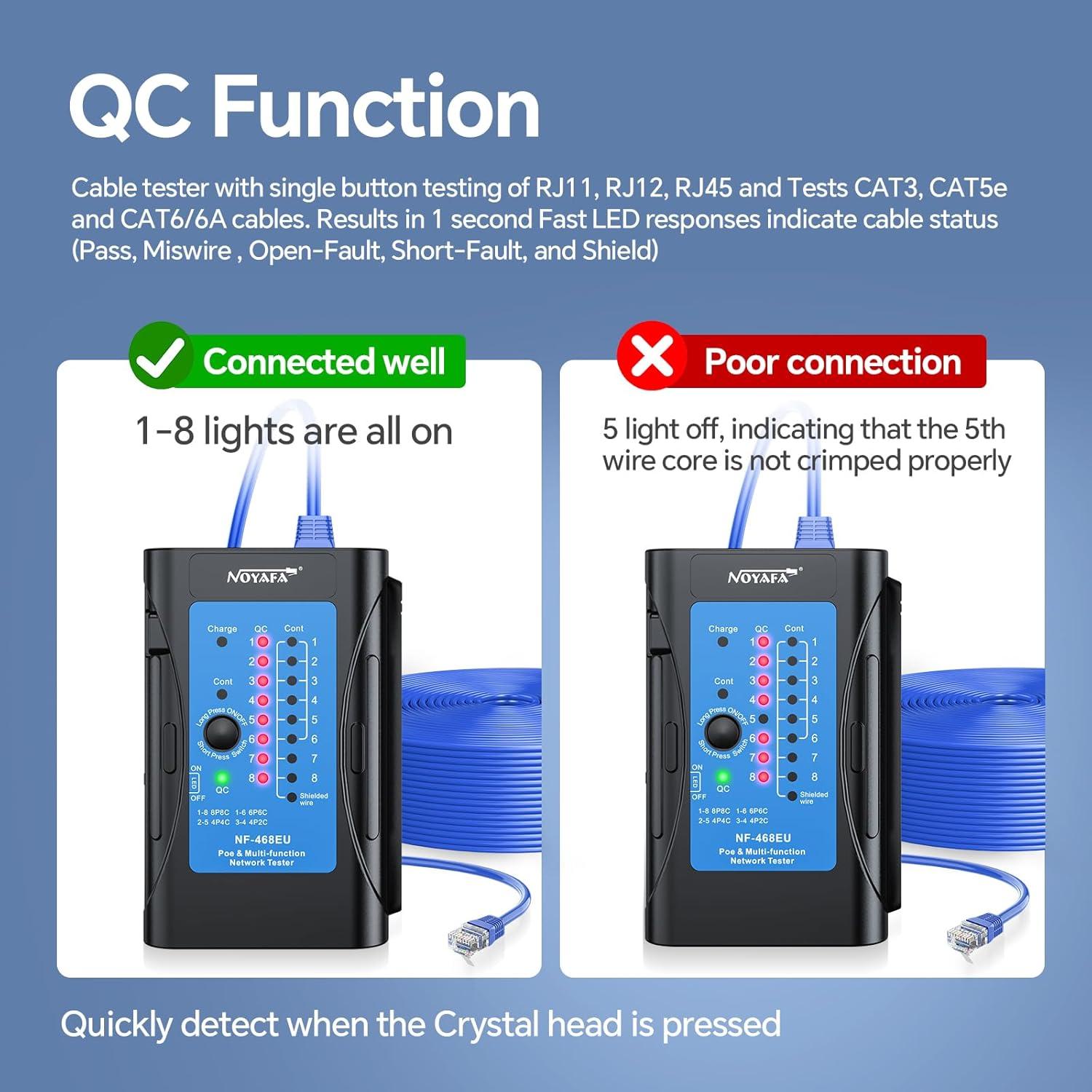 Probador de Cable de Red Noyafa NF-468EU RJ45 RJ11 CAT5 CAT6
