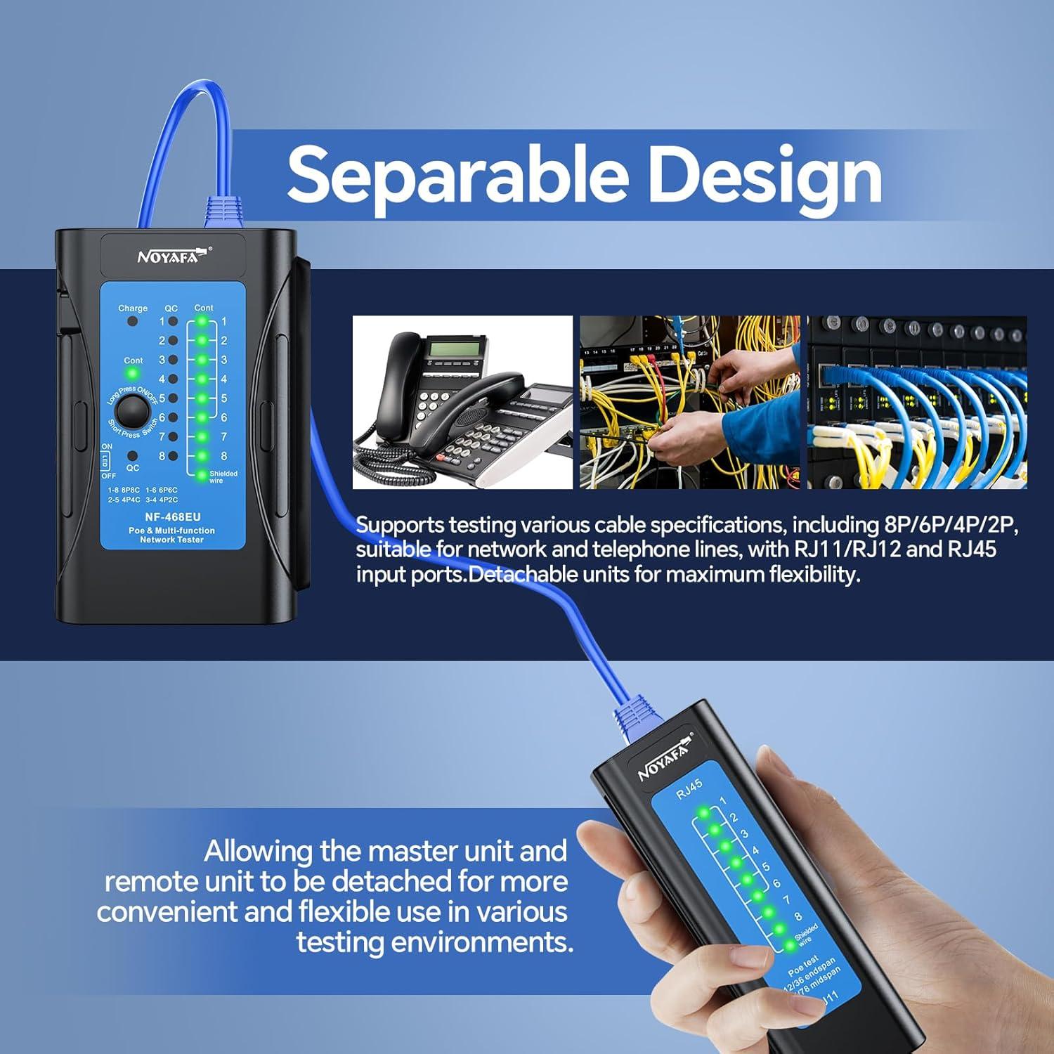 Probador de Cable de Red Noyafa NF-468EU RJ45 RJ11 CAT5 CAT6