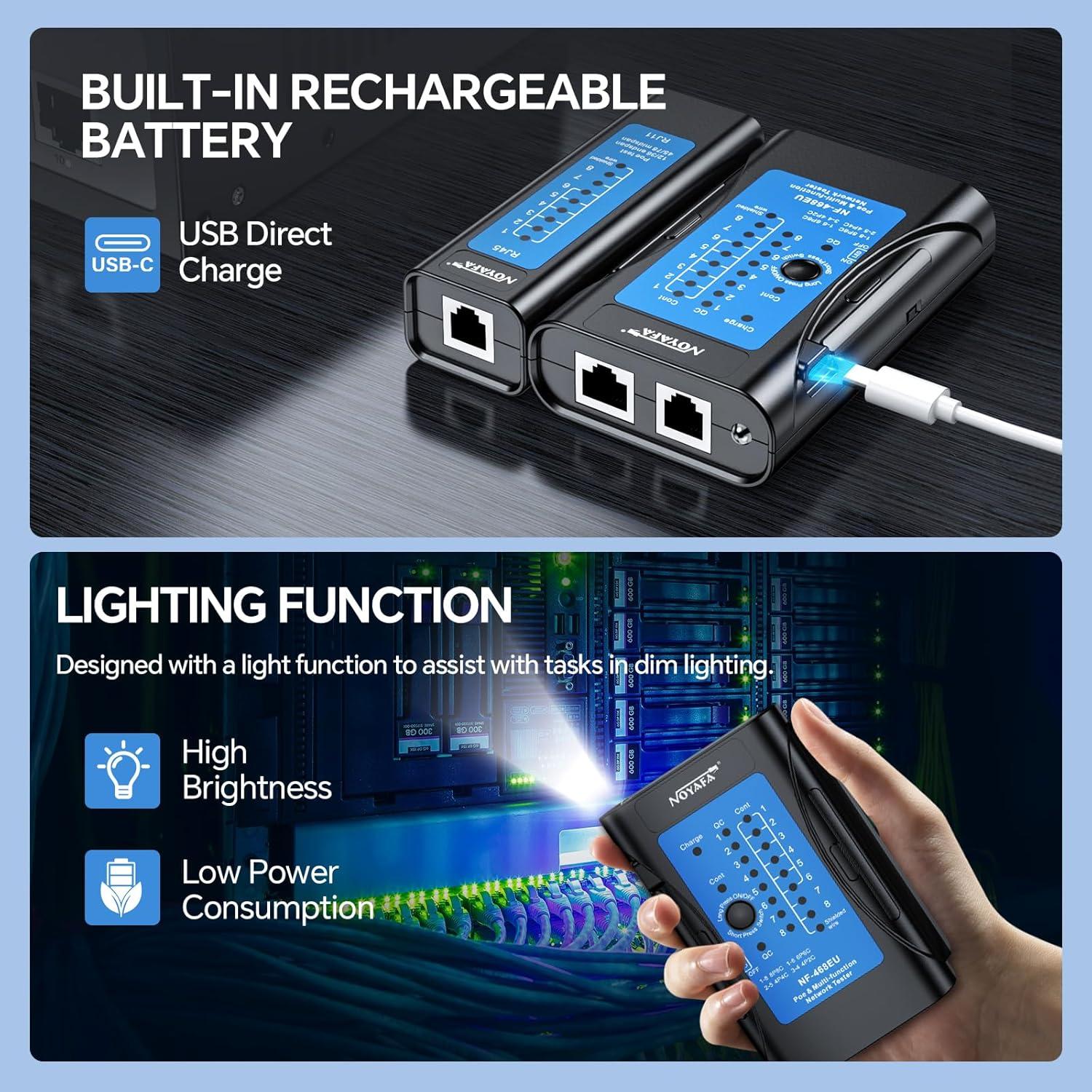 Probador de Cable de Red Noyafa NF-468EU RJ45 RJ11 CAT5 CAT6