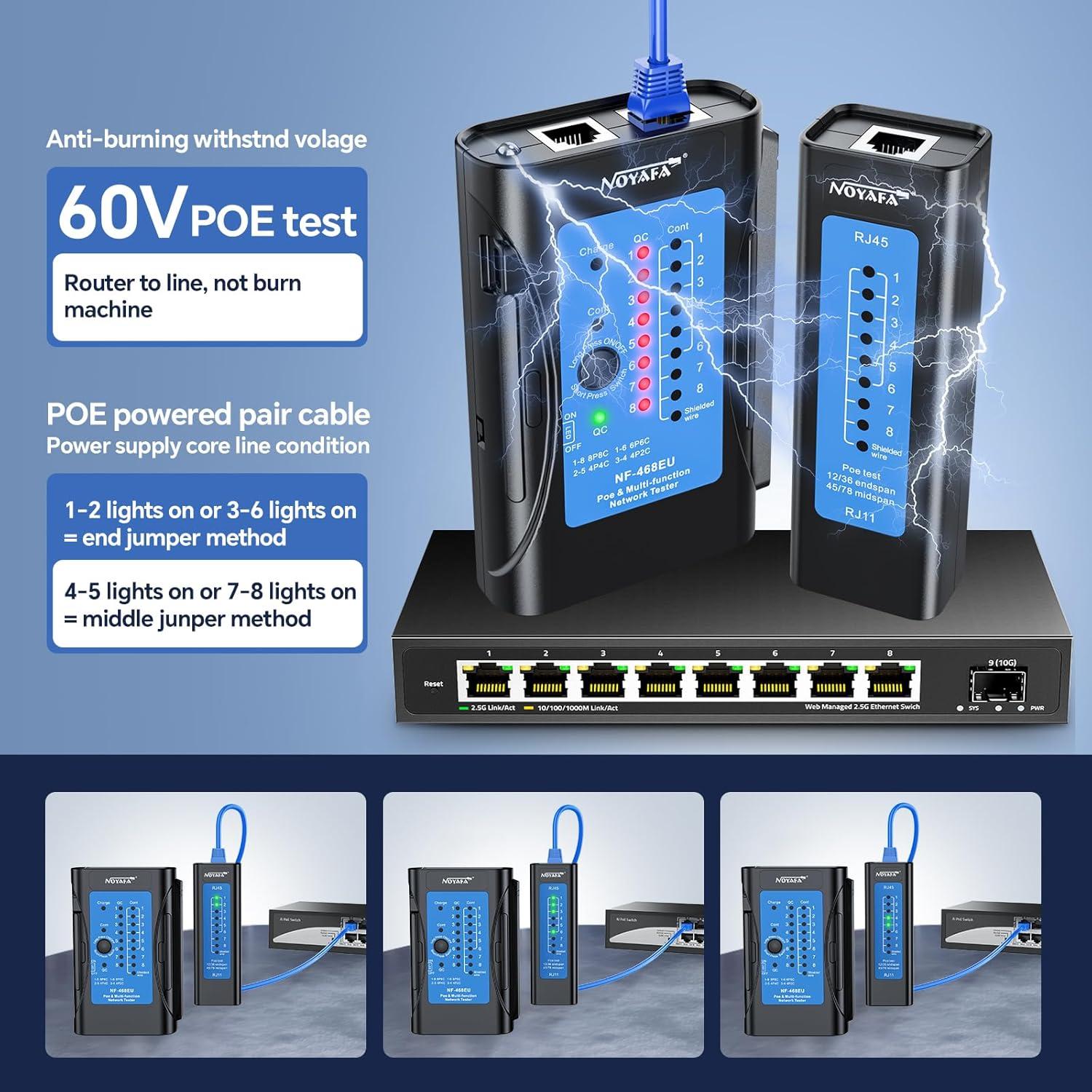 Probador de Cable de Red Noyafa NF-468EU RJ45 RJ11 CAT5 CAT6