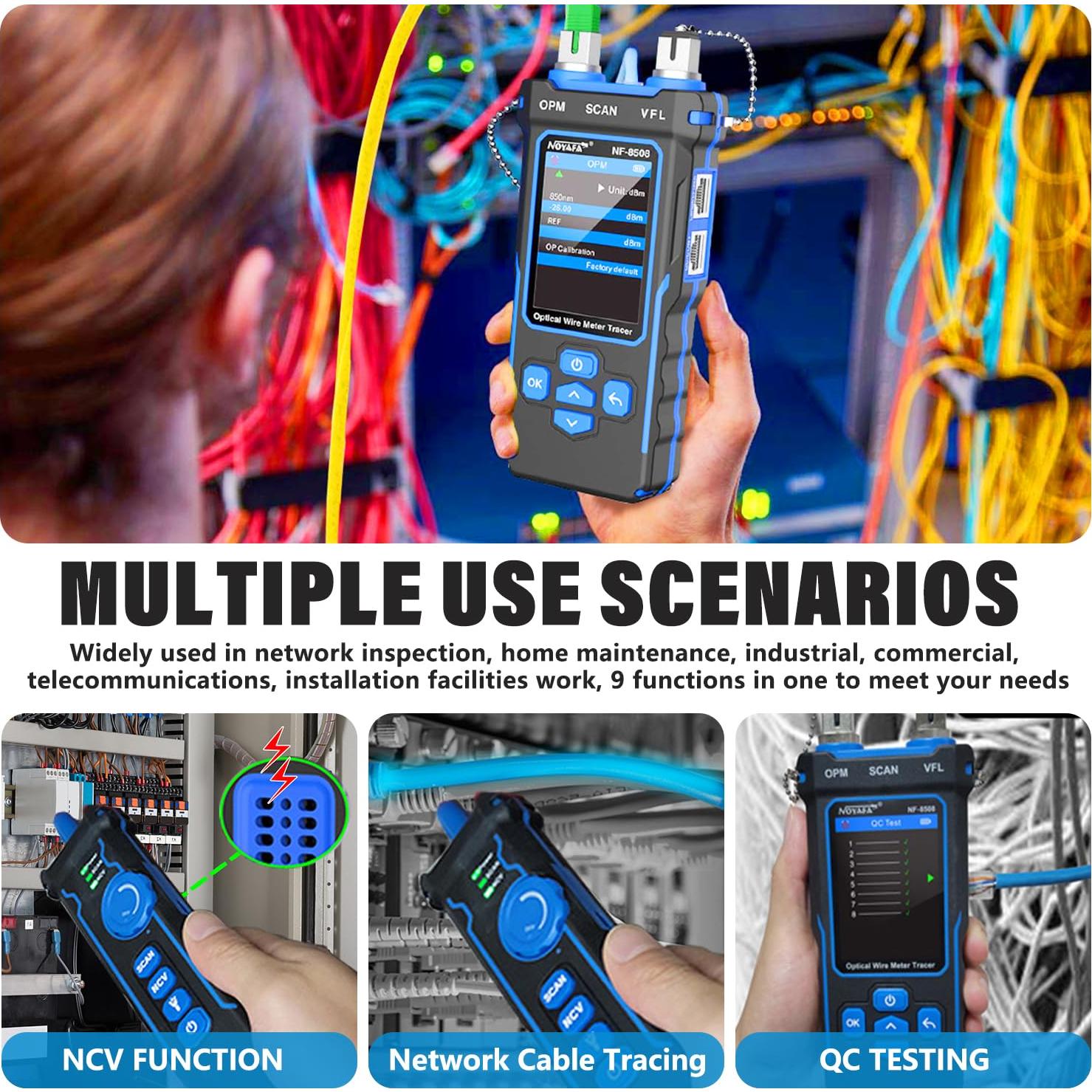 Probador de Cable de Red NF-8508 con Medidor de Potencia Óptica