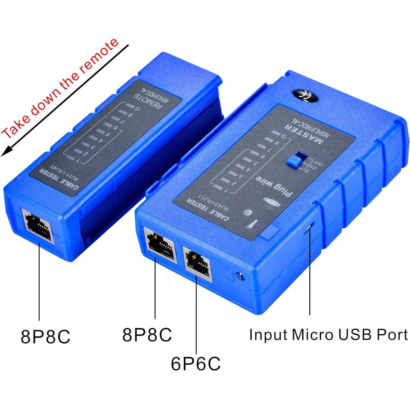 Probador de Cable de Red Optimal Shop RJ45 RJ11 CAT5 CAT6