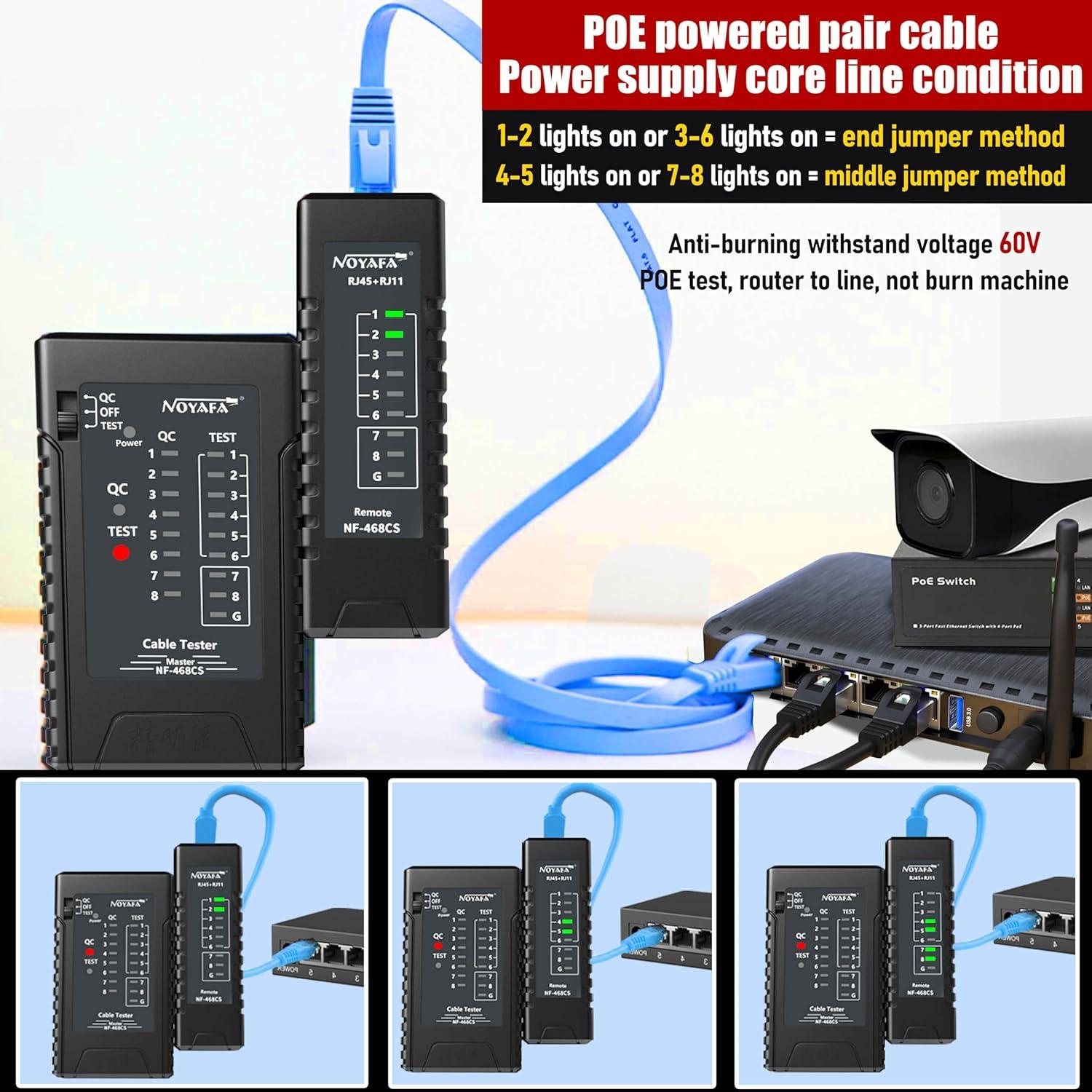 Probador de Cable de Red NF-468CS RJ45/RJ11 - Continuidad Ethernet