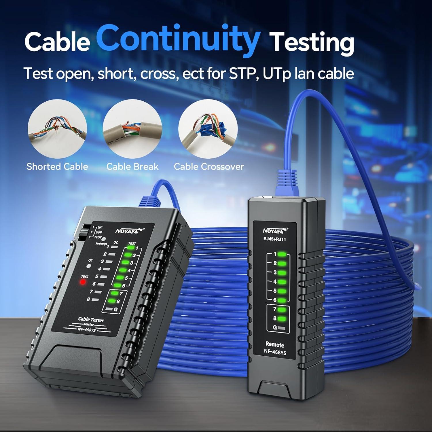 Probador de Cable de Red NOYAFA NF-468YS con POE y Continuidad