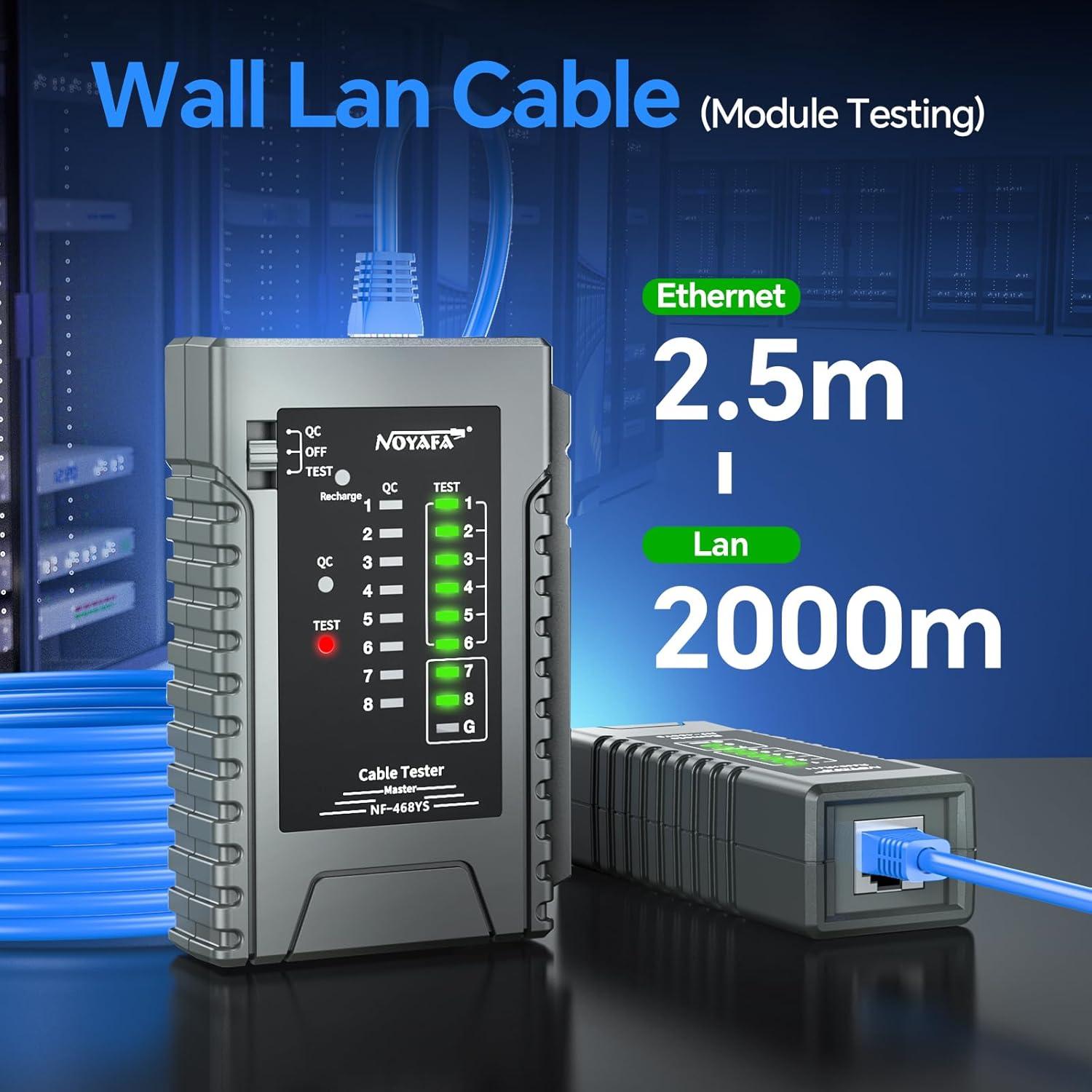 Probador de Cable de Red NOYAFA NF-468YS con POE y Continuidad
