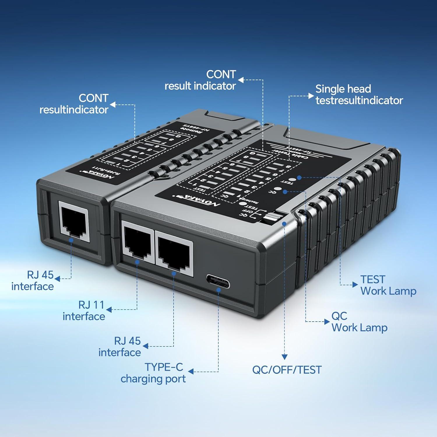 Probador de Cable de Red NOYAFA NF-468YS con POE y Continuidad