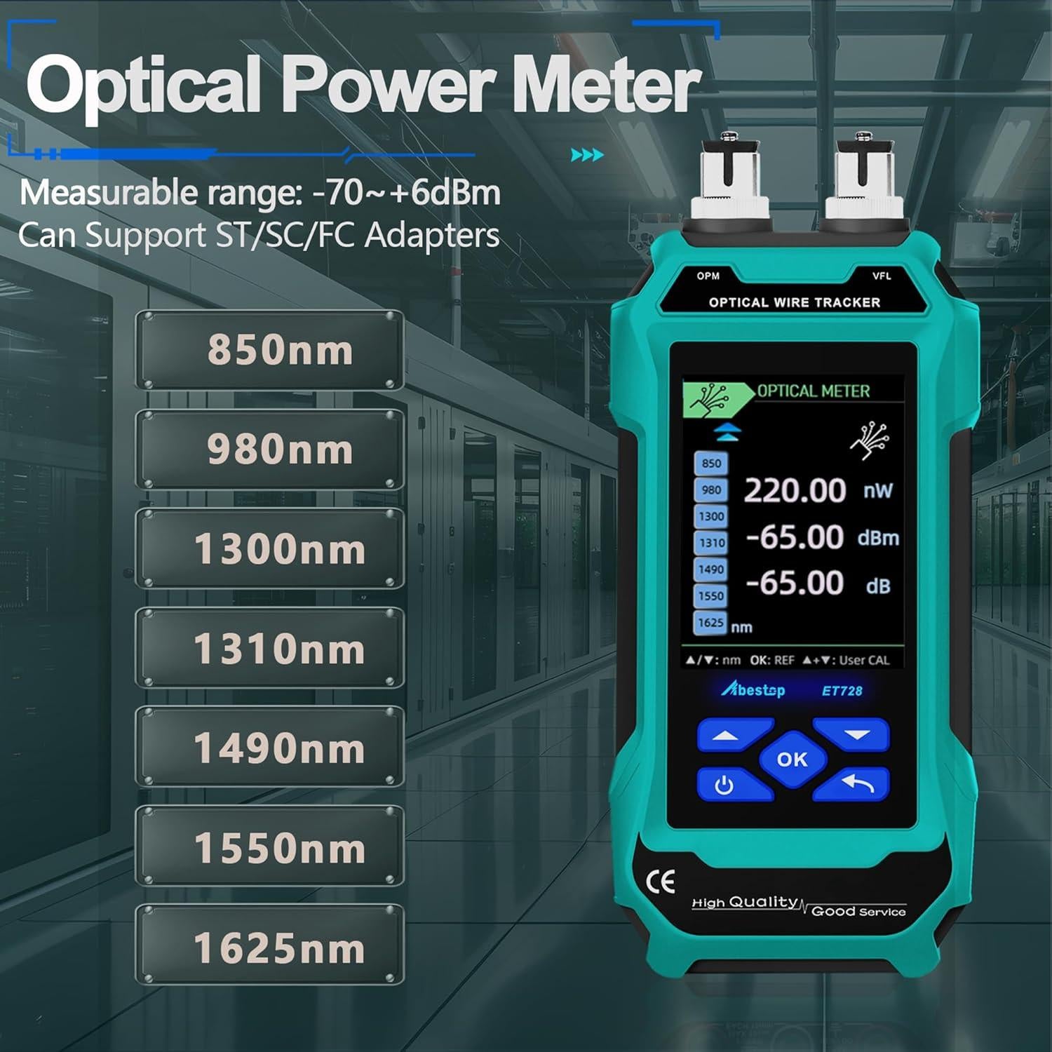 Probador de Cable de Red Abestop ET728 con Funciones Múltiples