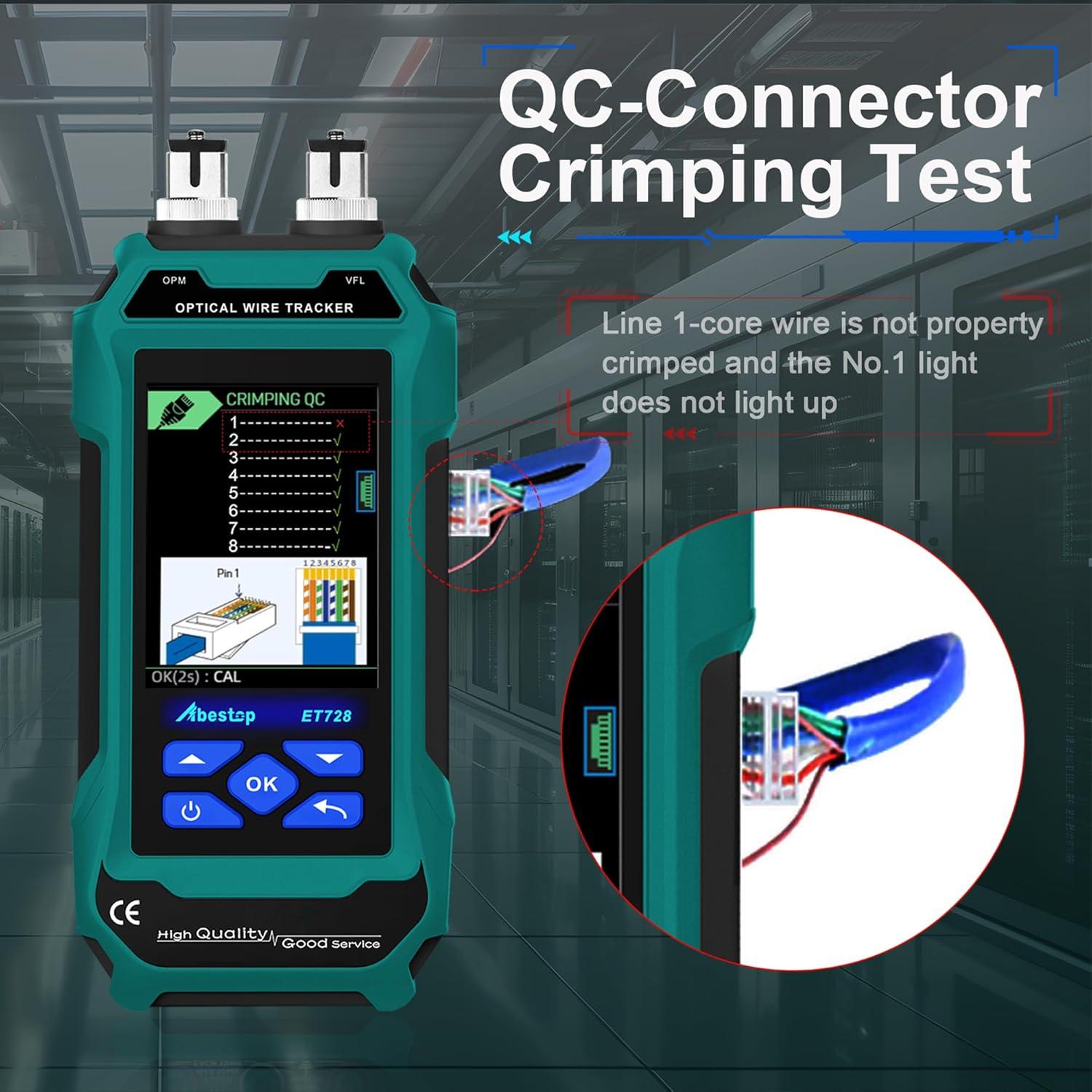 Probador de Cable de Red Abestop ET728 con Funciones Múltiples