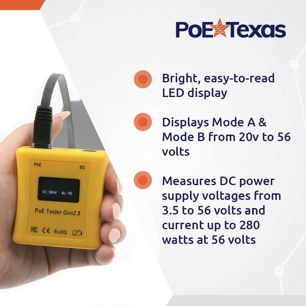 Probador PoE Gen2.5 PoE Texas - Medición de Voltaje y Corriente