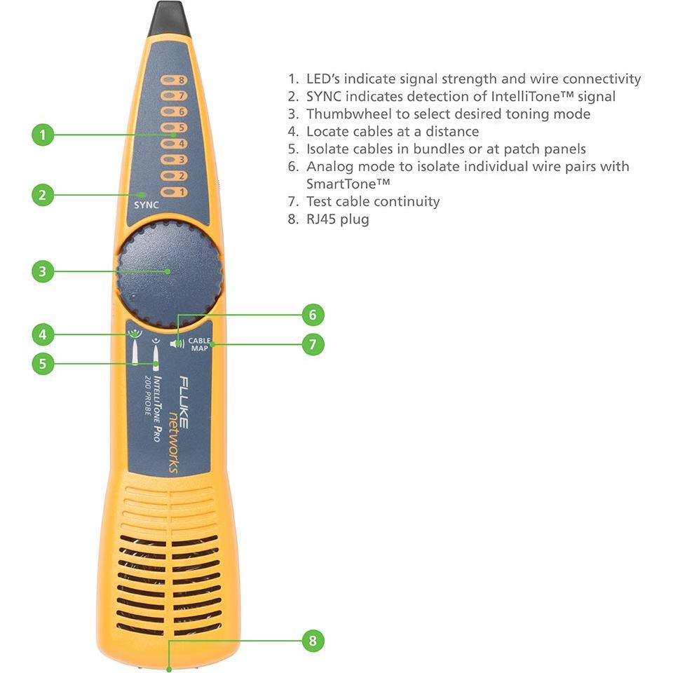 Kit Sonda y Toner Fluke Networks MT-8200-60, IntelliTone Pro 200