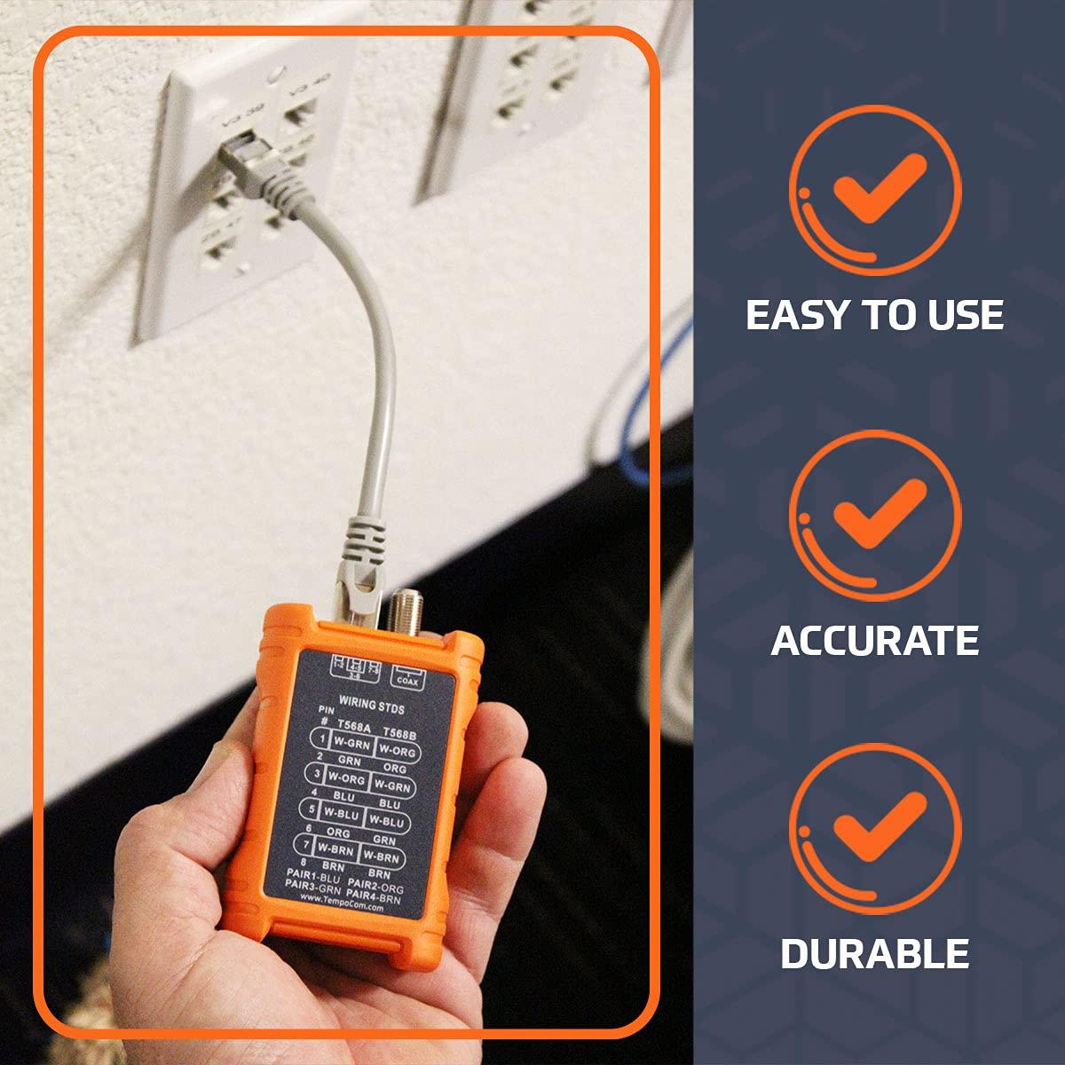 Probador de Cable de Red Tempo PA1594 - Continuidad RJ45 y Coaxial