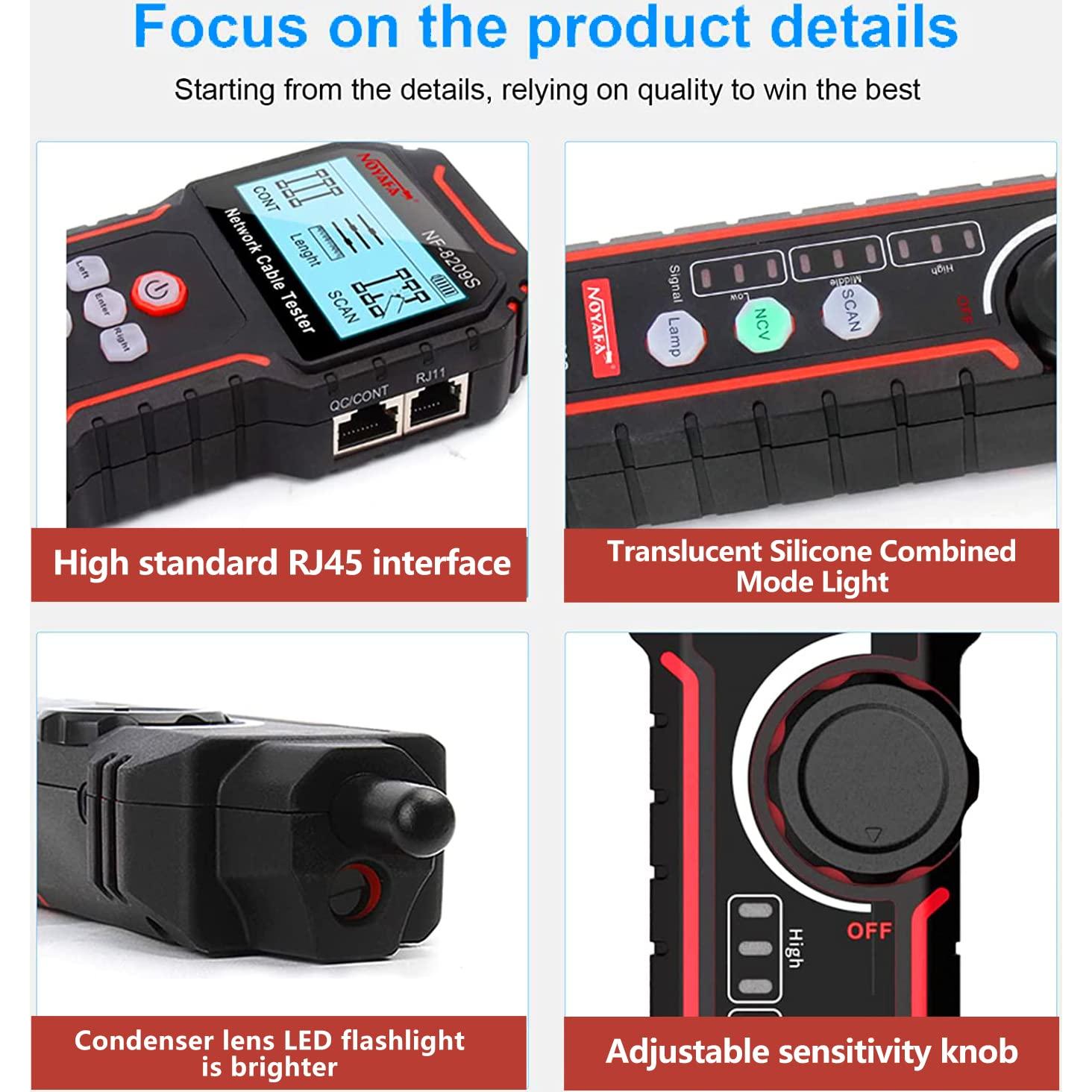 Probador de Cable de Red NOYAFA NF-8209S con Modo Anti-Interferencia