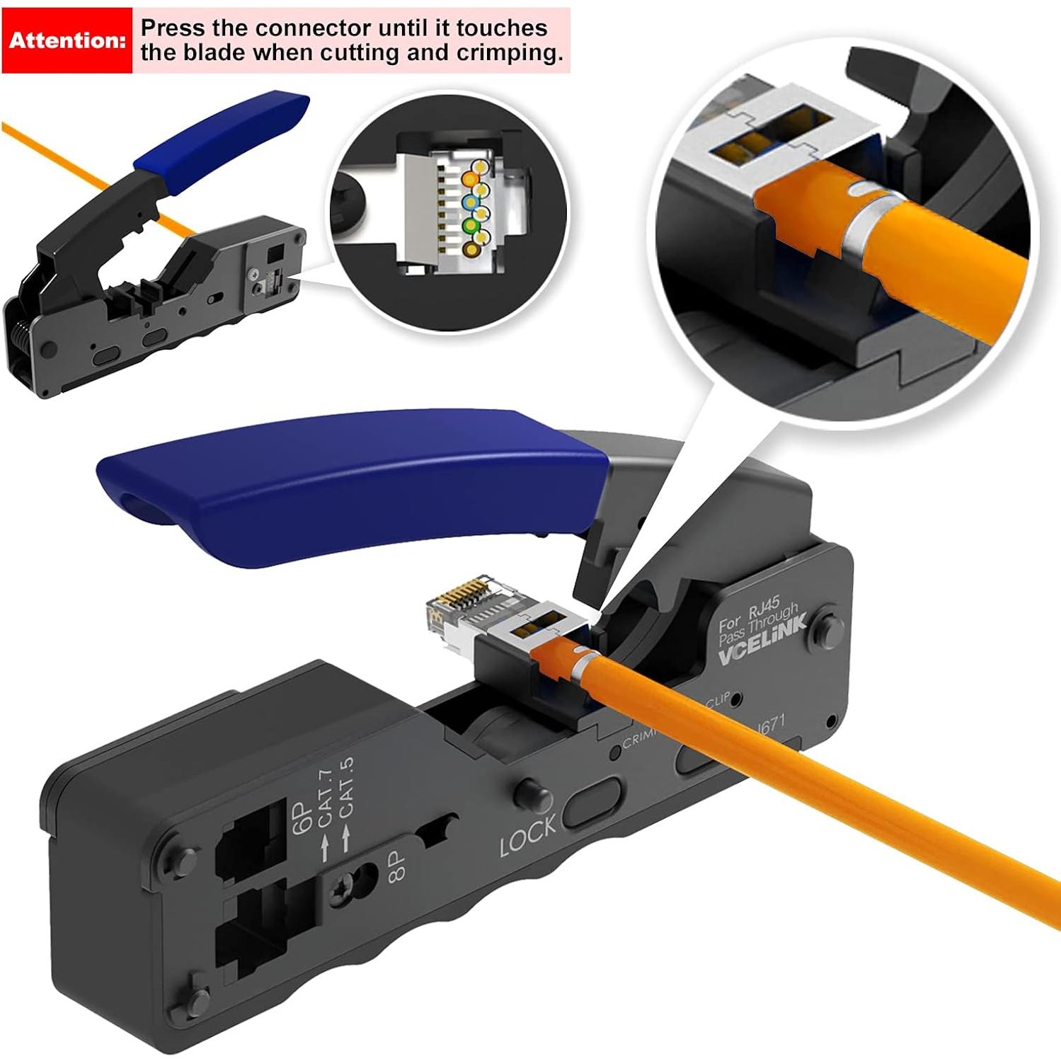 Kit de Crimpado RJ45 VCELINK Cat6/Cat7 con Probador y Pelacables