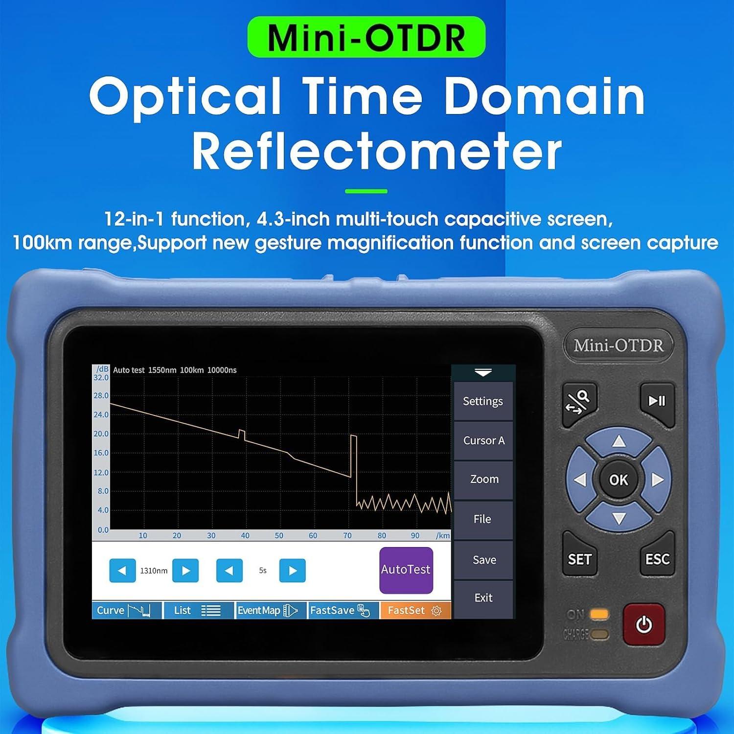 Probador OTDR A-800A Sumchan 12 en 1 Pantalla Táctil 100km