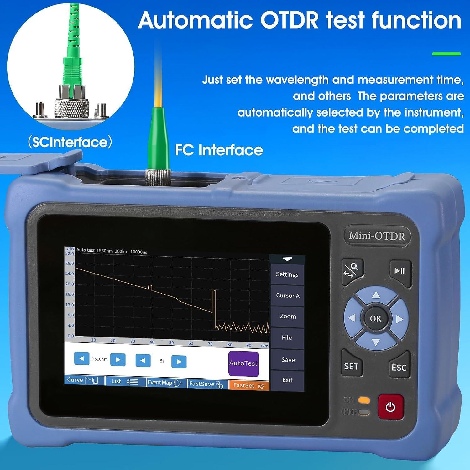 Probador OTDR A-800A Sumchan 12 en 1 Pantalla Táctil 100km