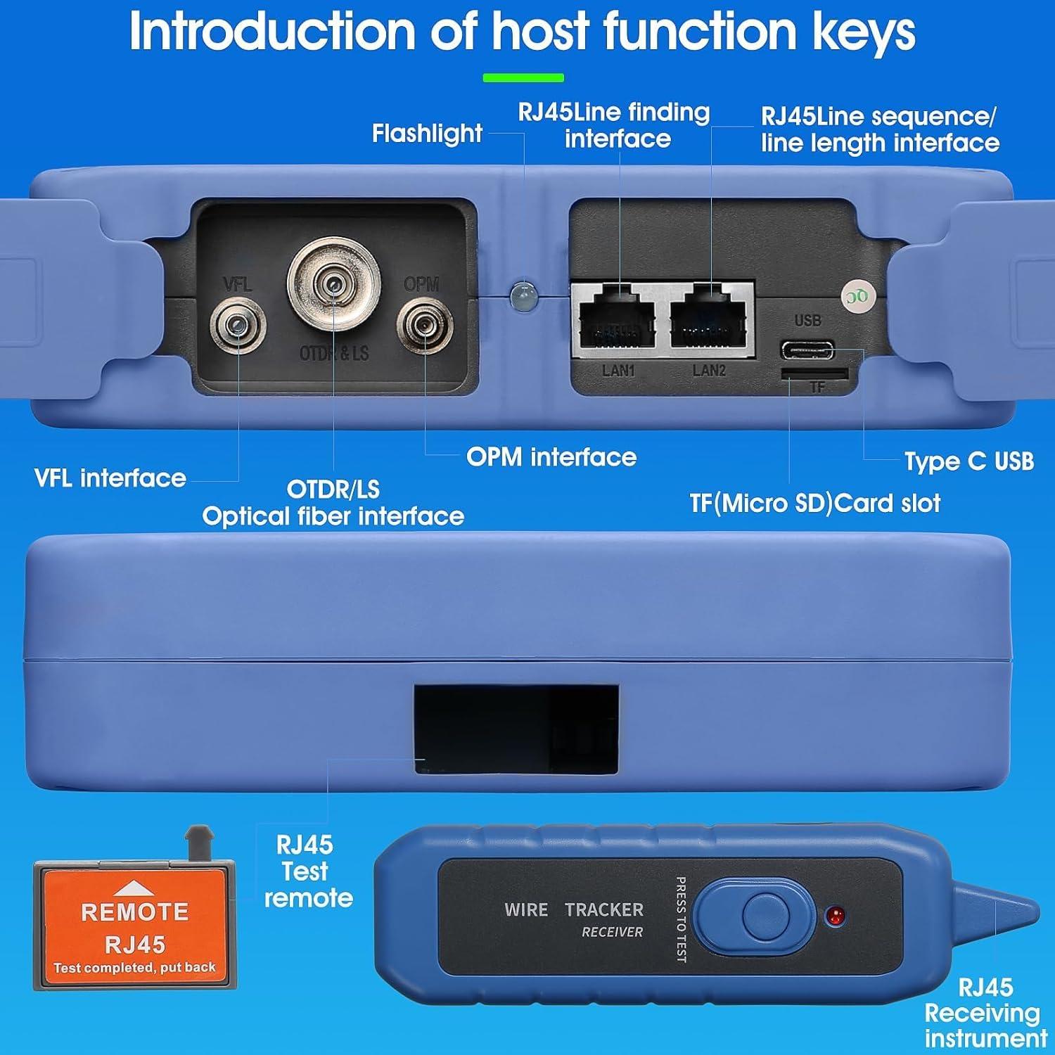 Probador OTDR A-800A Sumchan 12 en 1 Pantalla Táctil 100km