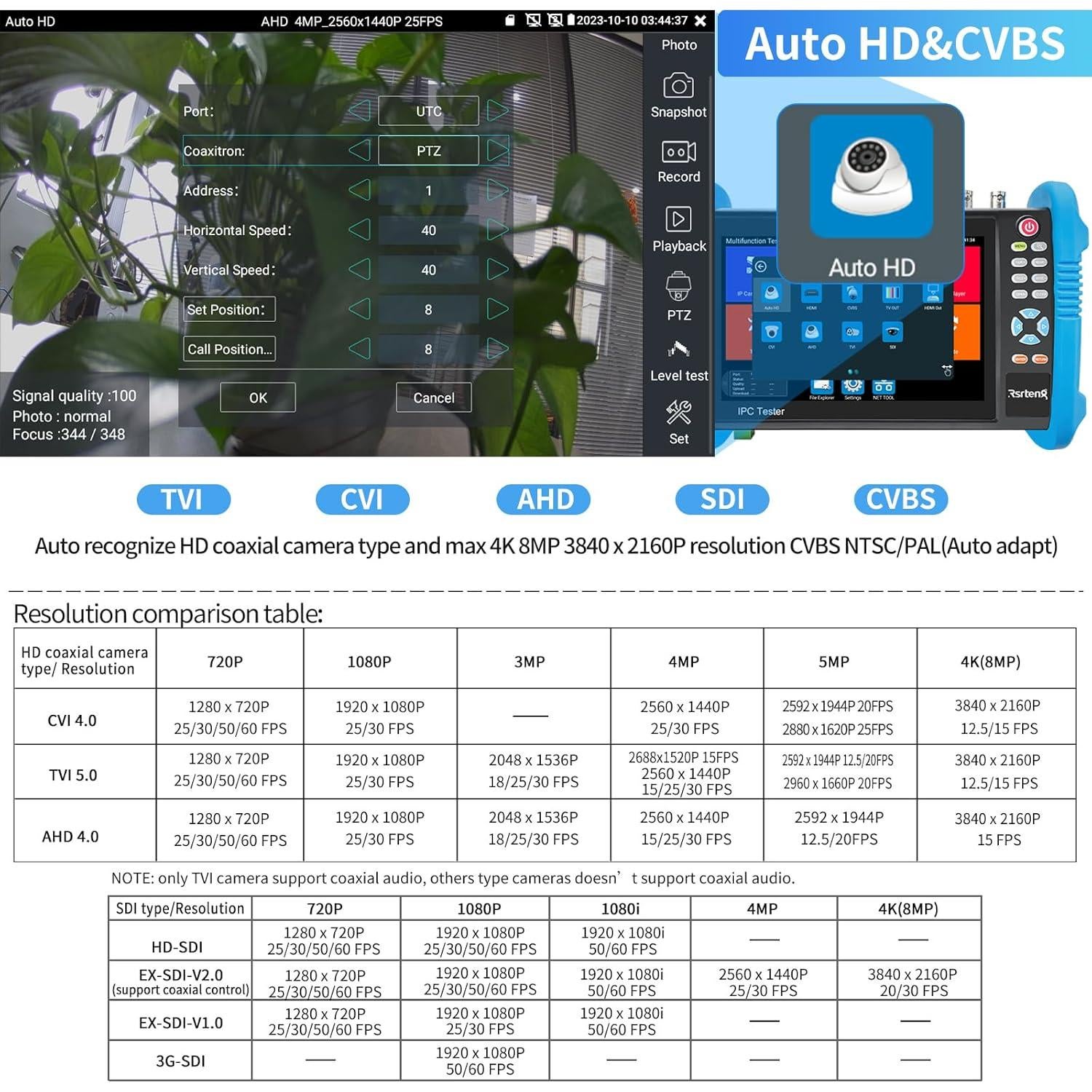 Probador de Cámara CCTV Rsrteng IPC-9800ADHS Pro 8K 32MP